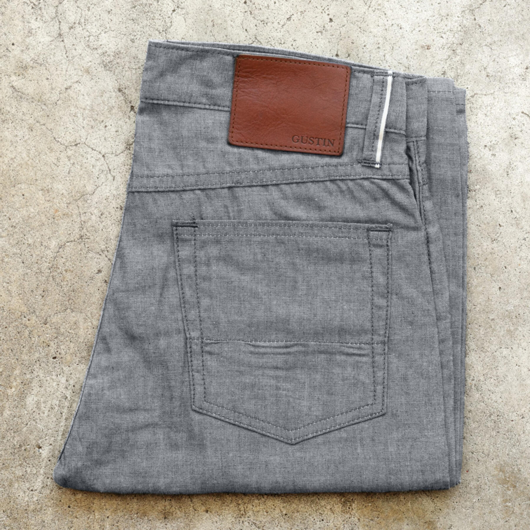 gustin #545 japan selvedge chambray - grey
