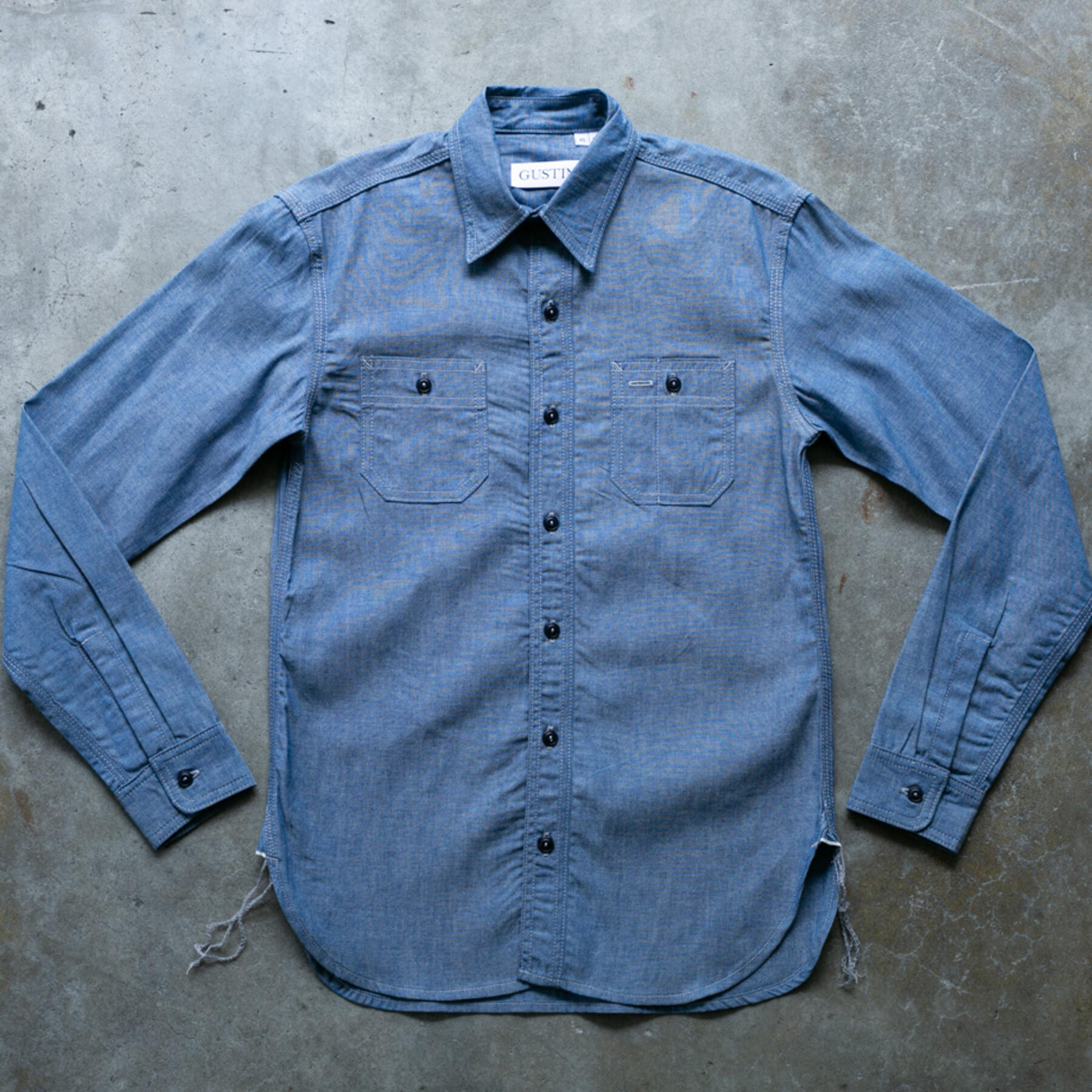 gustin #142 japan selvedge chambray workshirt - indigo