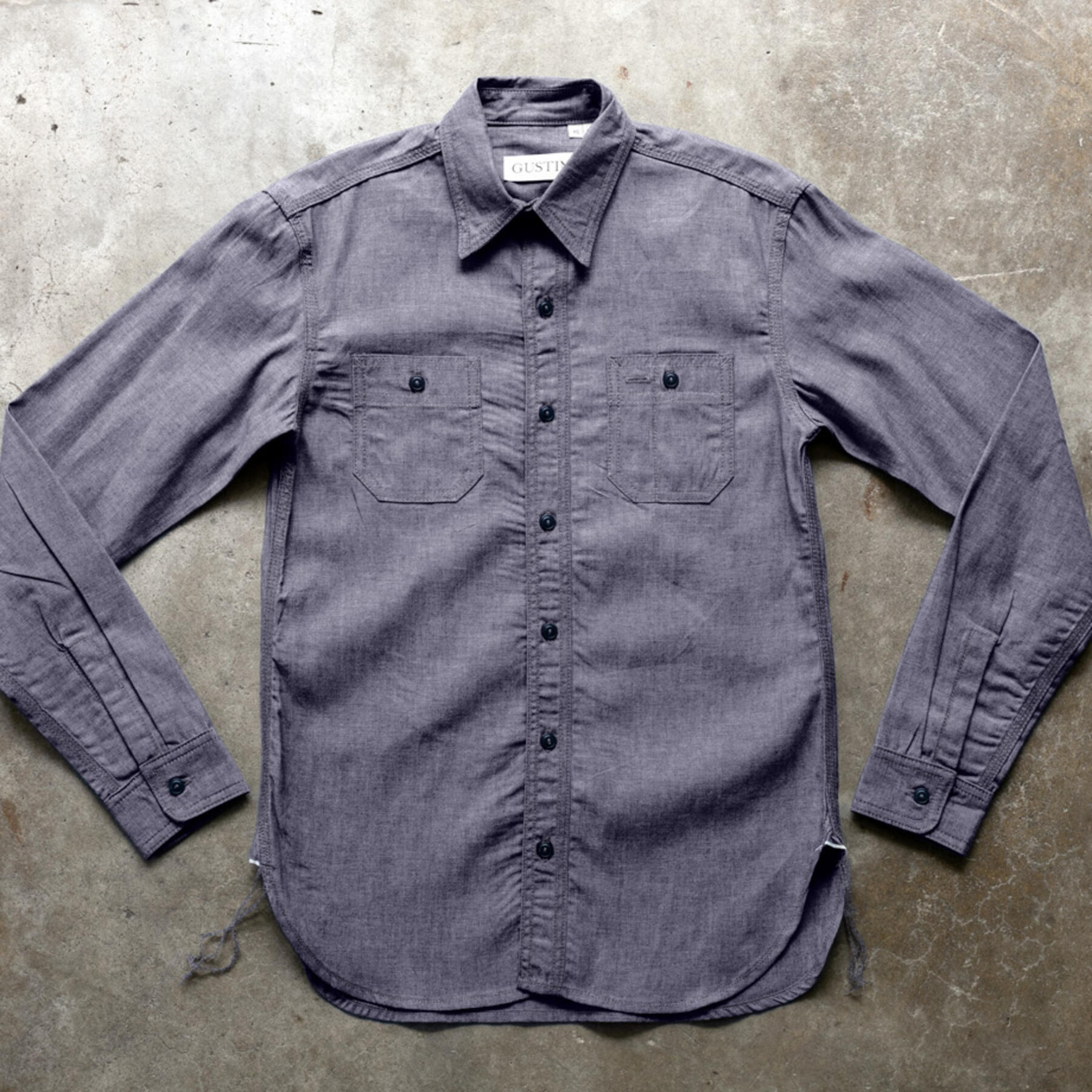 gustin #143 japan selvedge chambray workshirt - purple