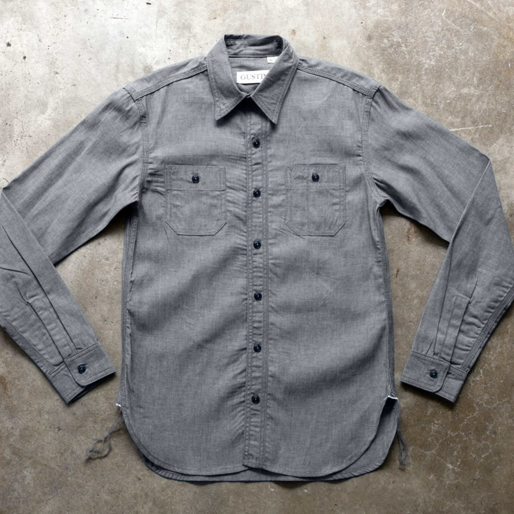 gustin #144 japan selvedge chambray workshirt - grey