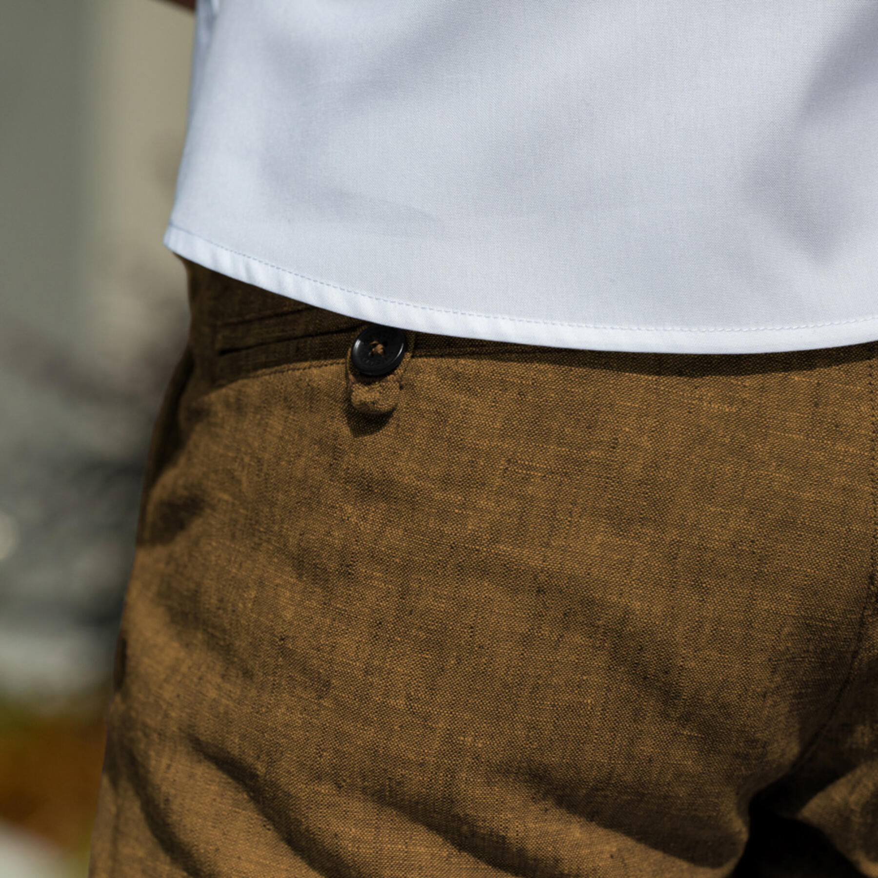 gustin #232 brown rust linen chambray chinos