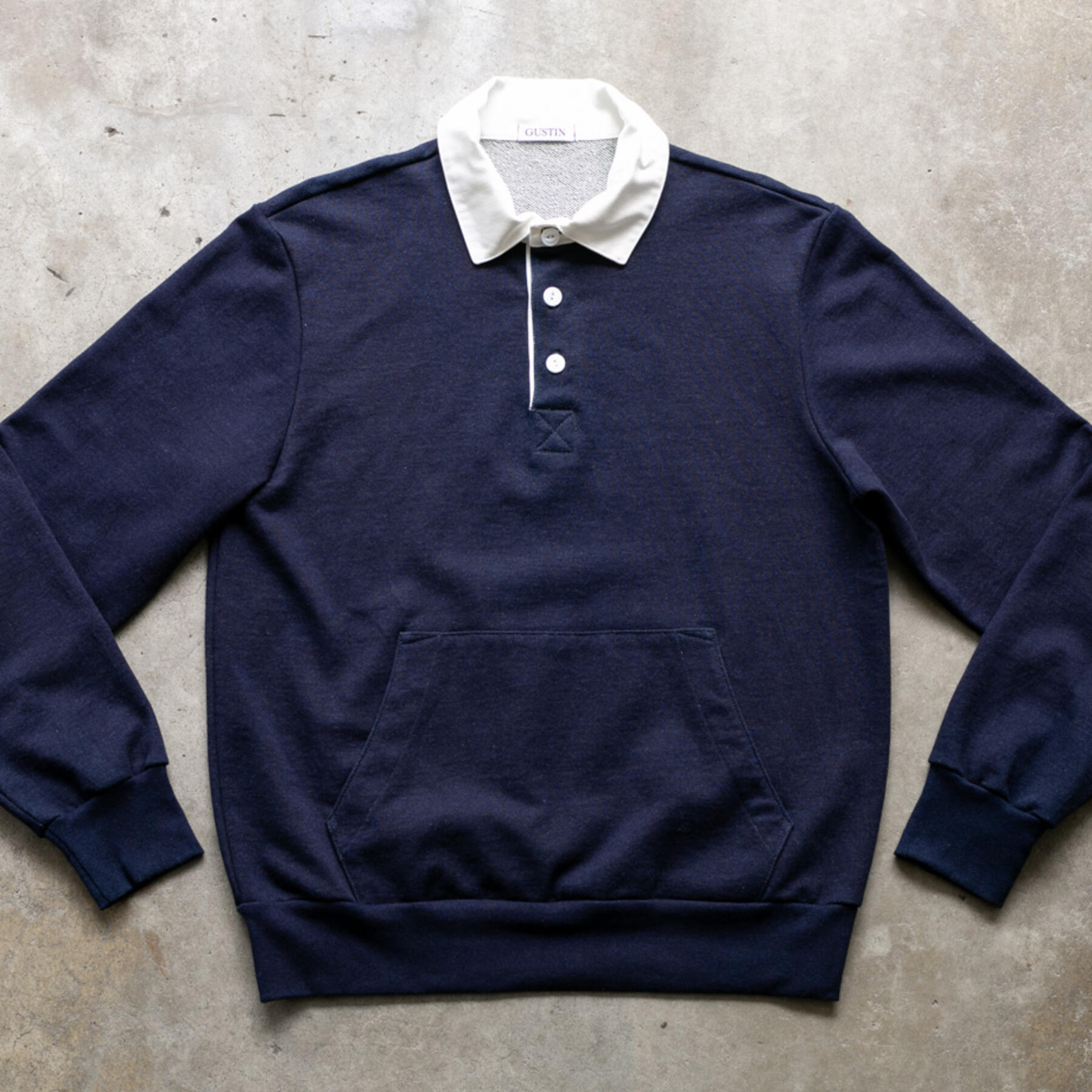 gustin indigo dye rugby sweatshirt