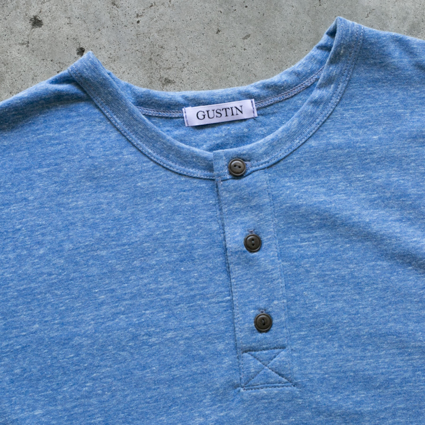 gustin short sleeve henley - heather sky