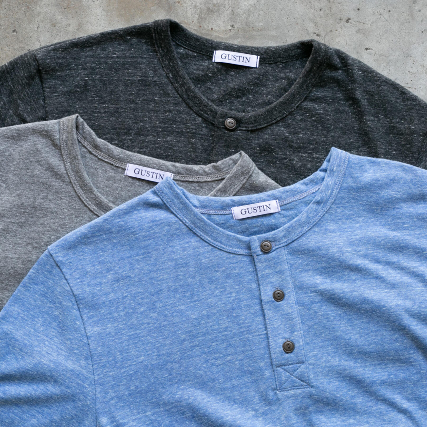 gustin short sleeve heather henley 3 pack