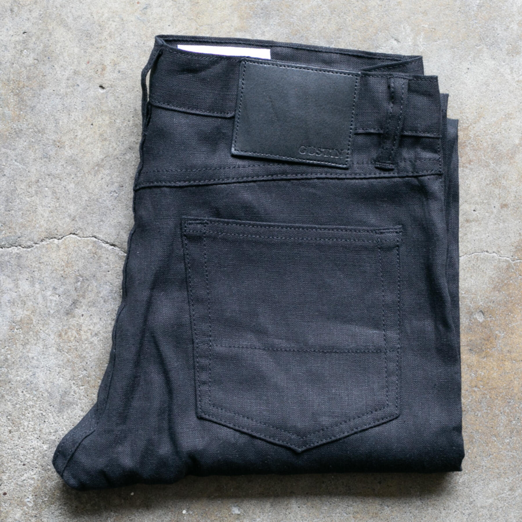 gustin #274 rustic slub linen 5 pocket - black