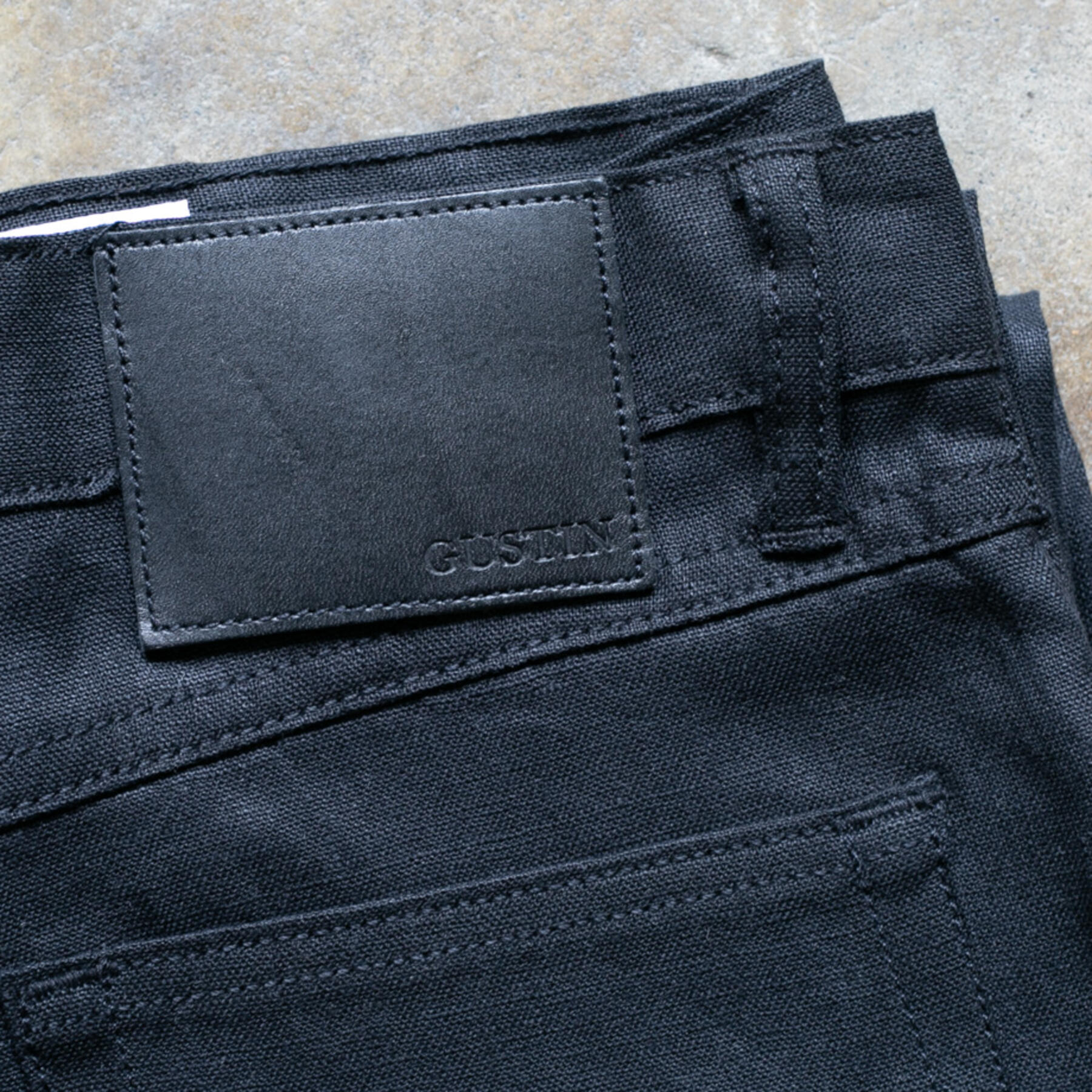 gustin #274 rustic slub linen 5 pocket - black