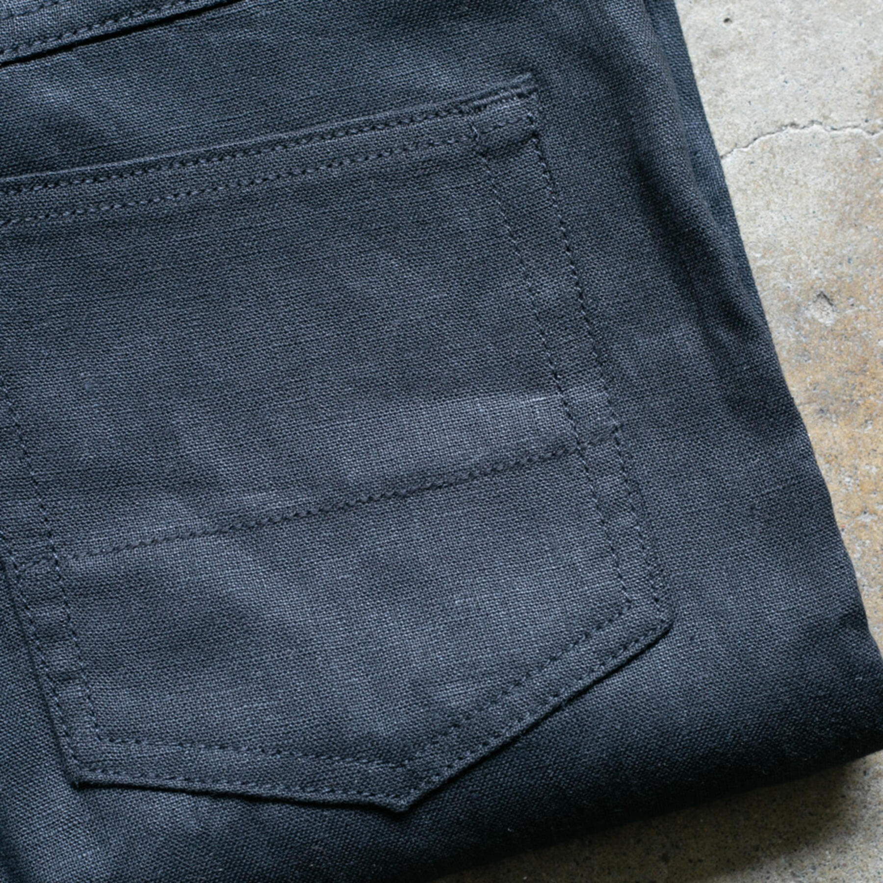 gustin #274 rustic slub linen 5 pocket - black