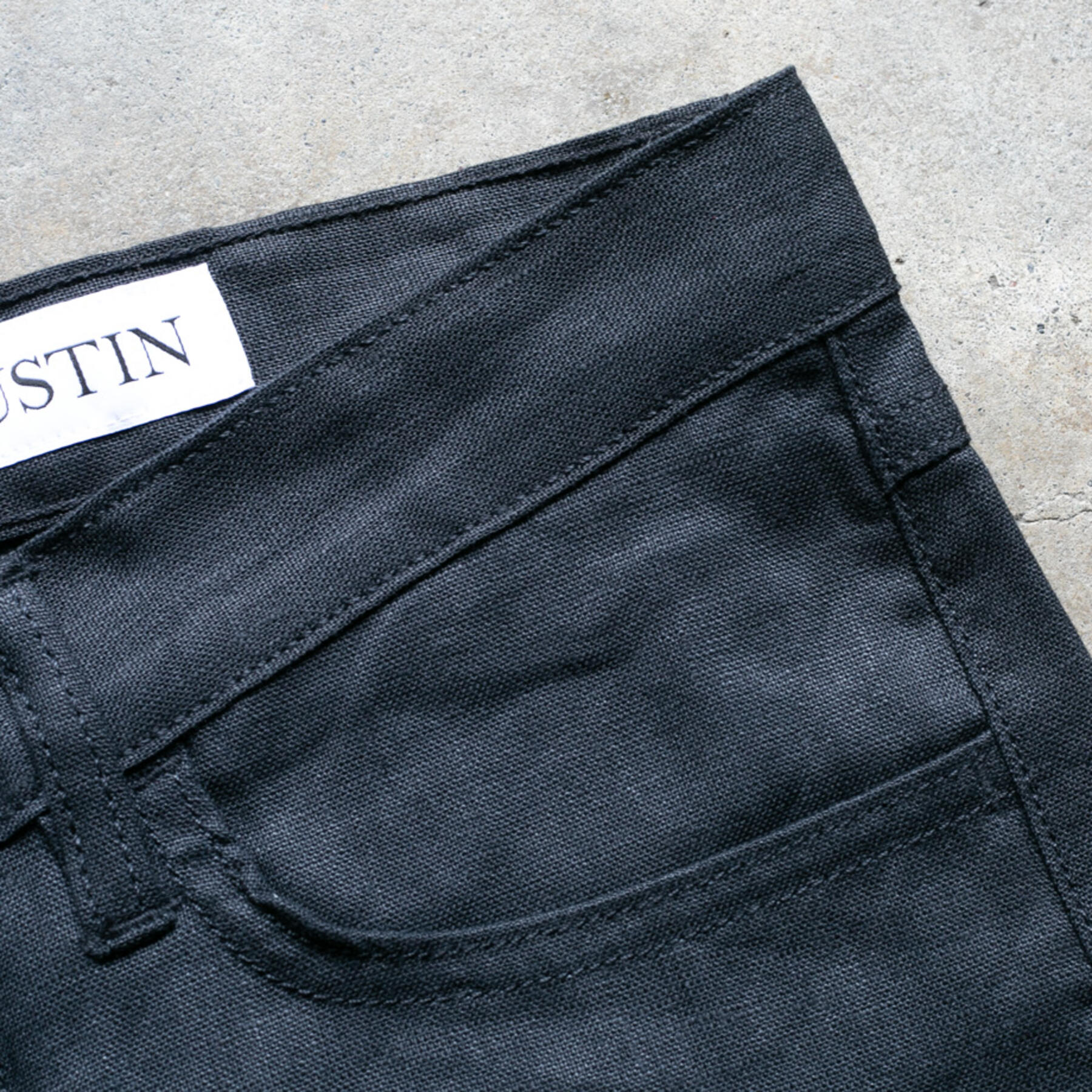 gustin #274 rustic slub linen 5 pocket - black