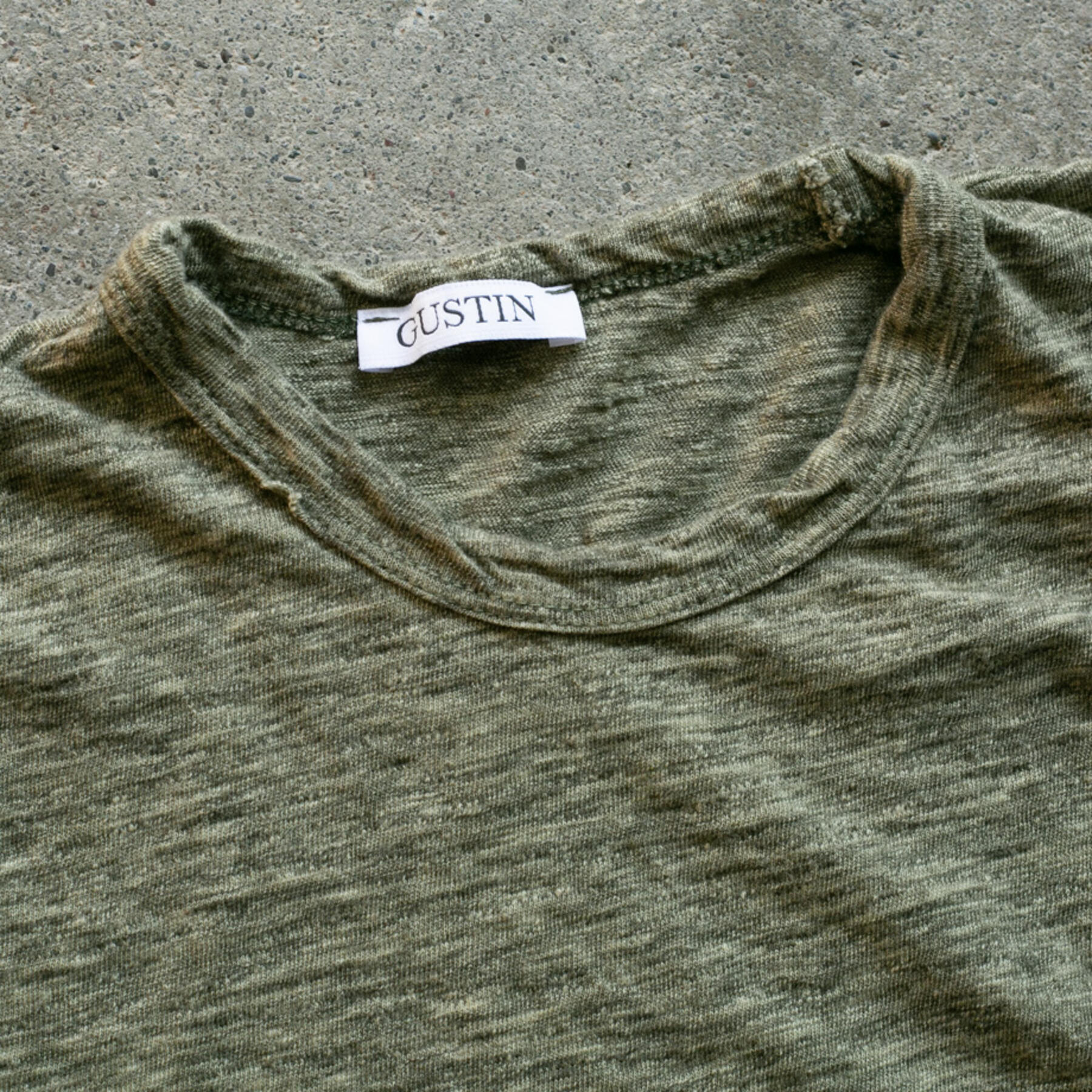 gustin japan slub heather t-shirt - moss