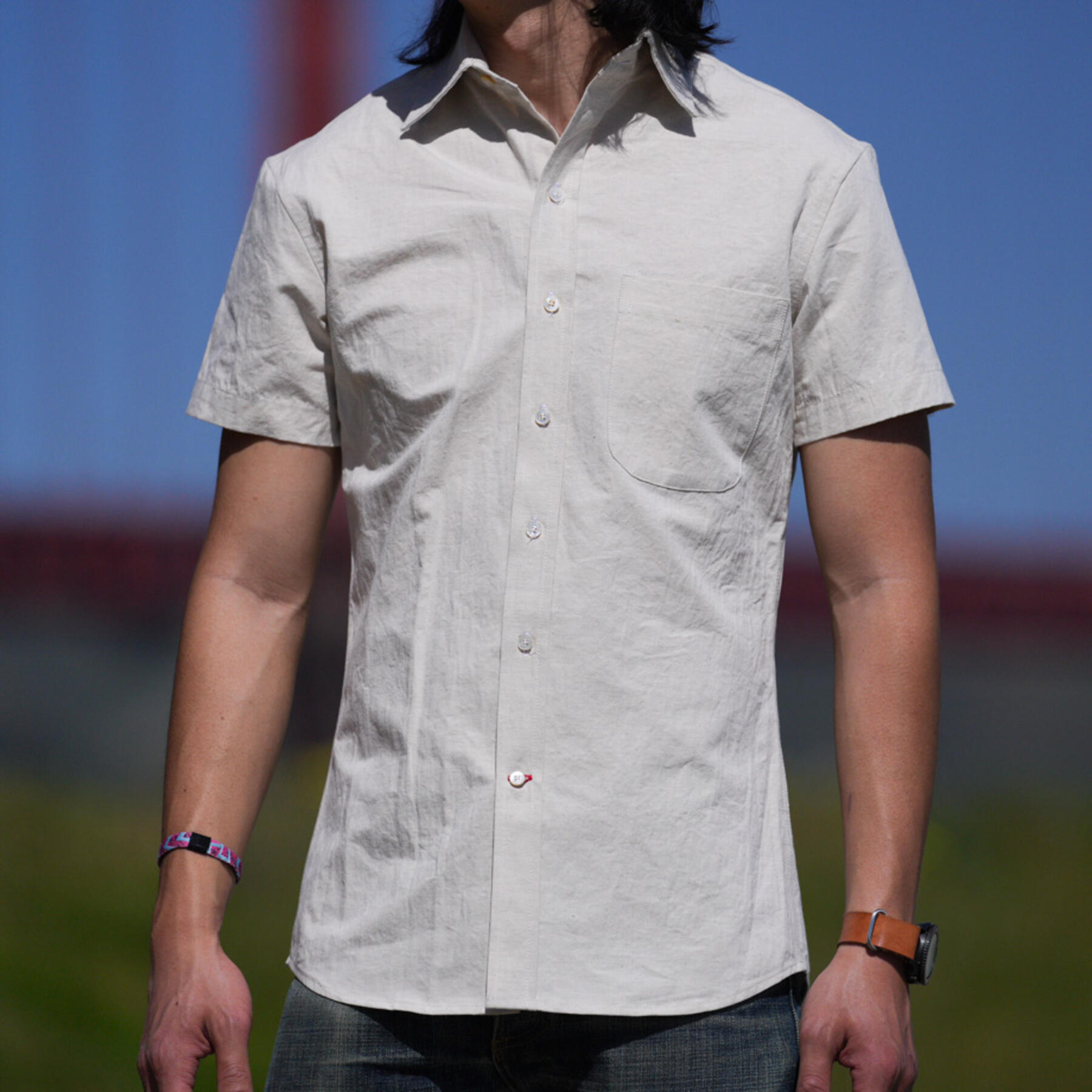 gustin #1123 rustic slub linen shirt - natural