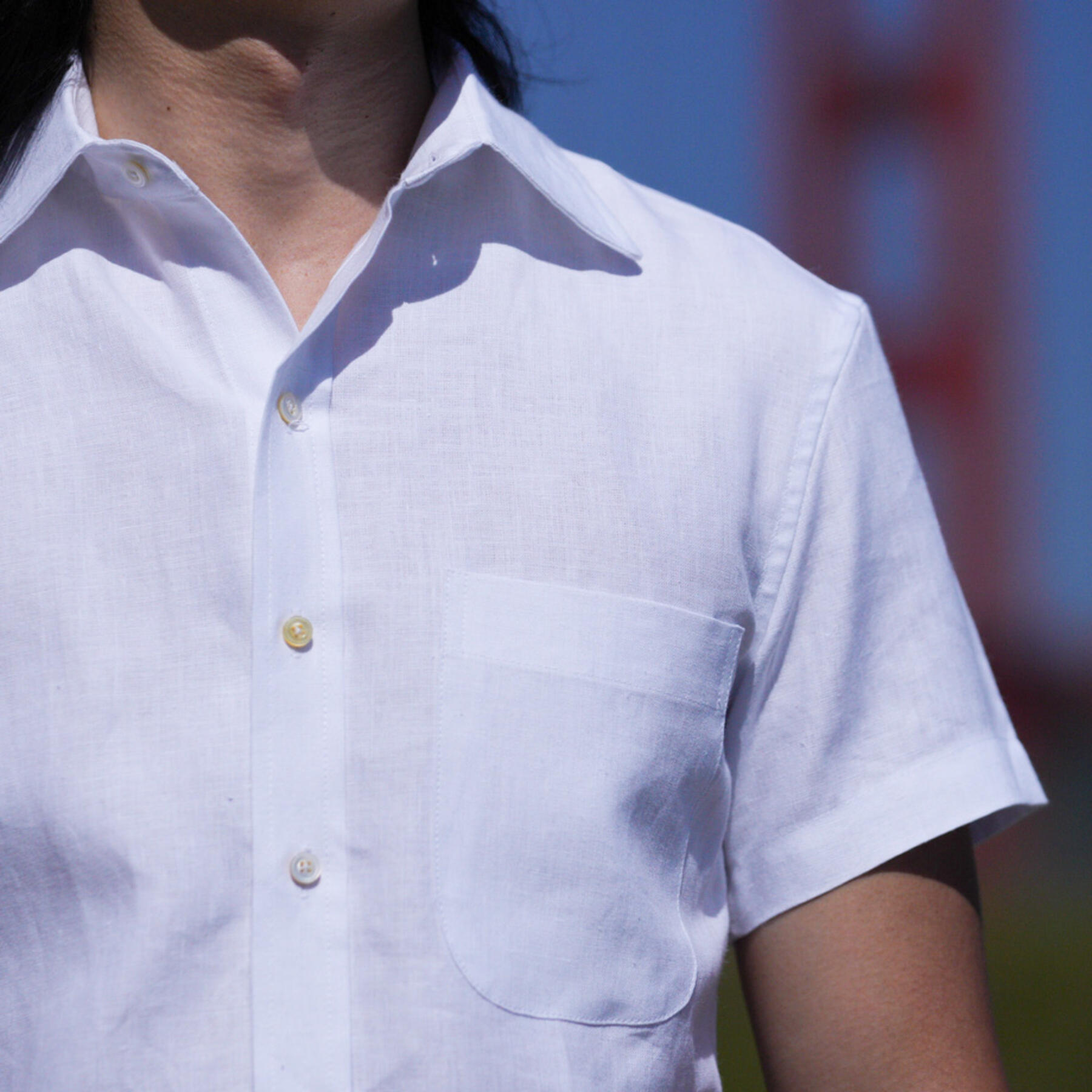 gustin #1124 rustic slub linen shirt - white