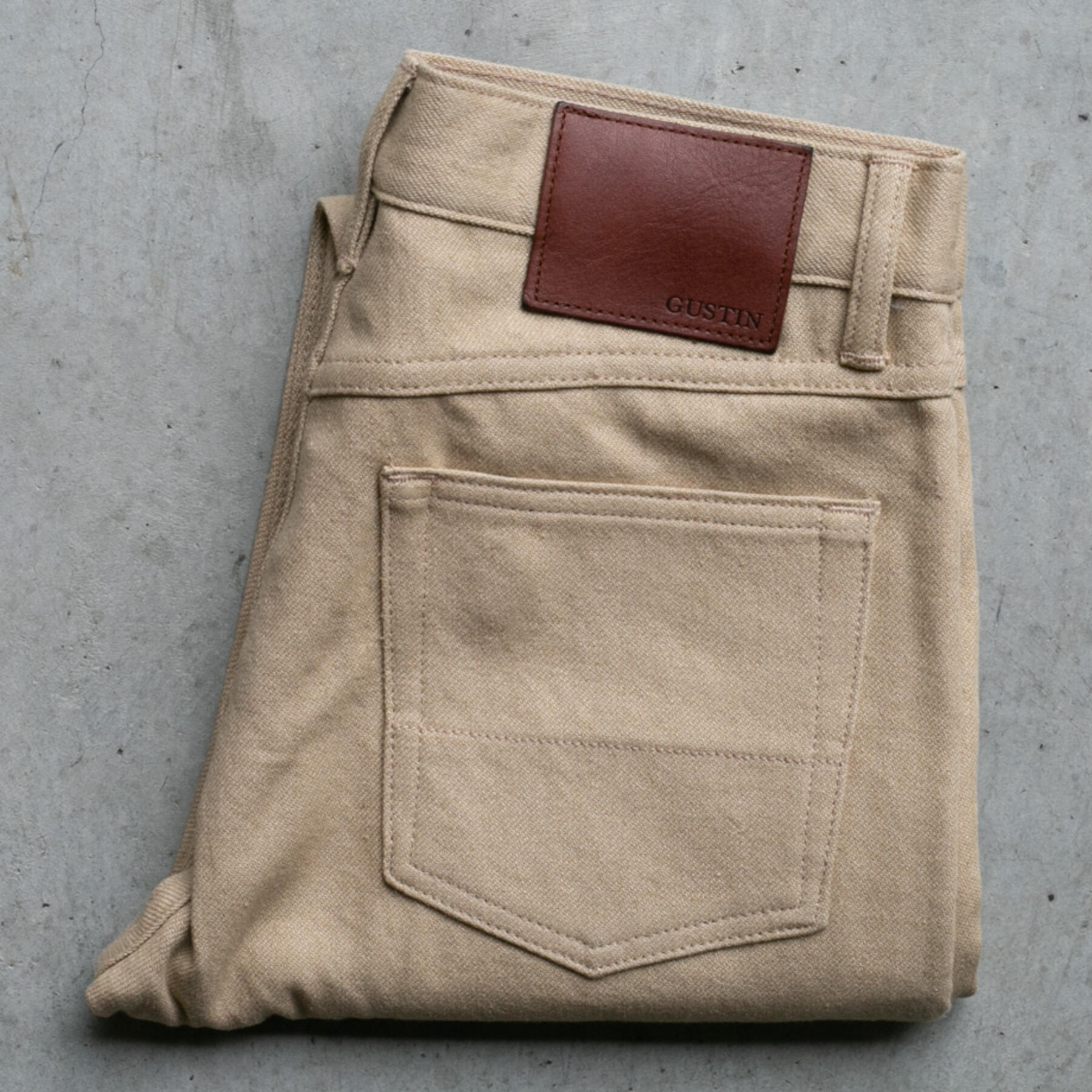 gustin #282 homespun flax 5 pocket - wheat