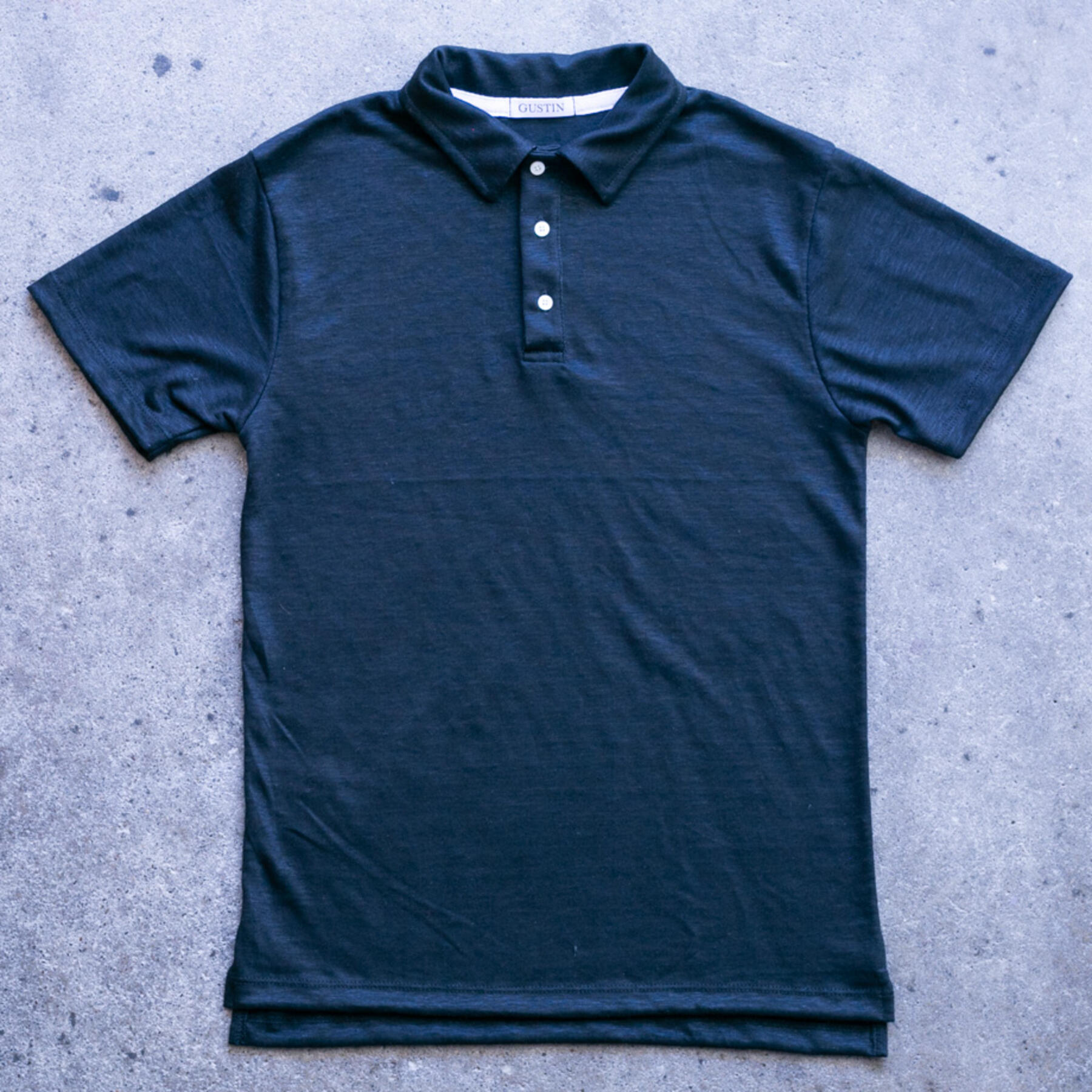 gustin japan pure linen jersey polo - heather navy