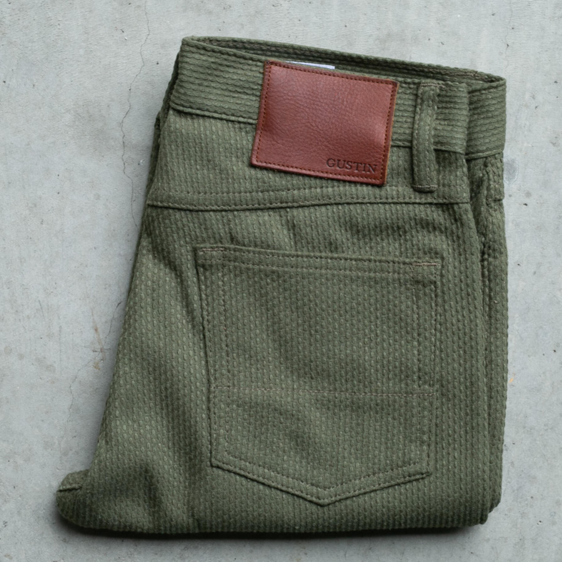 gustin #287 japan sashiko 5 pocket - olive