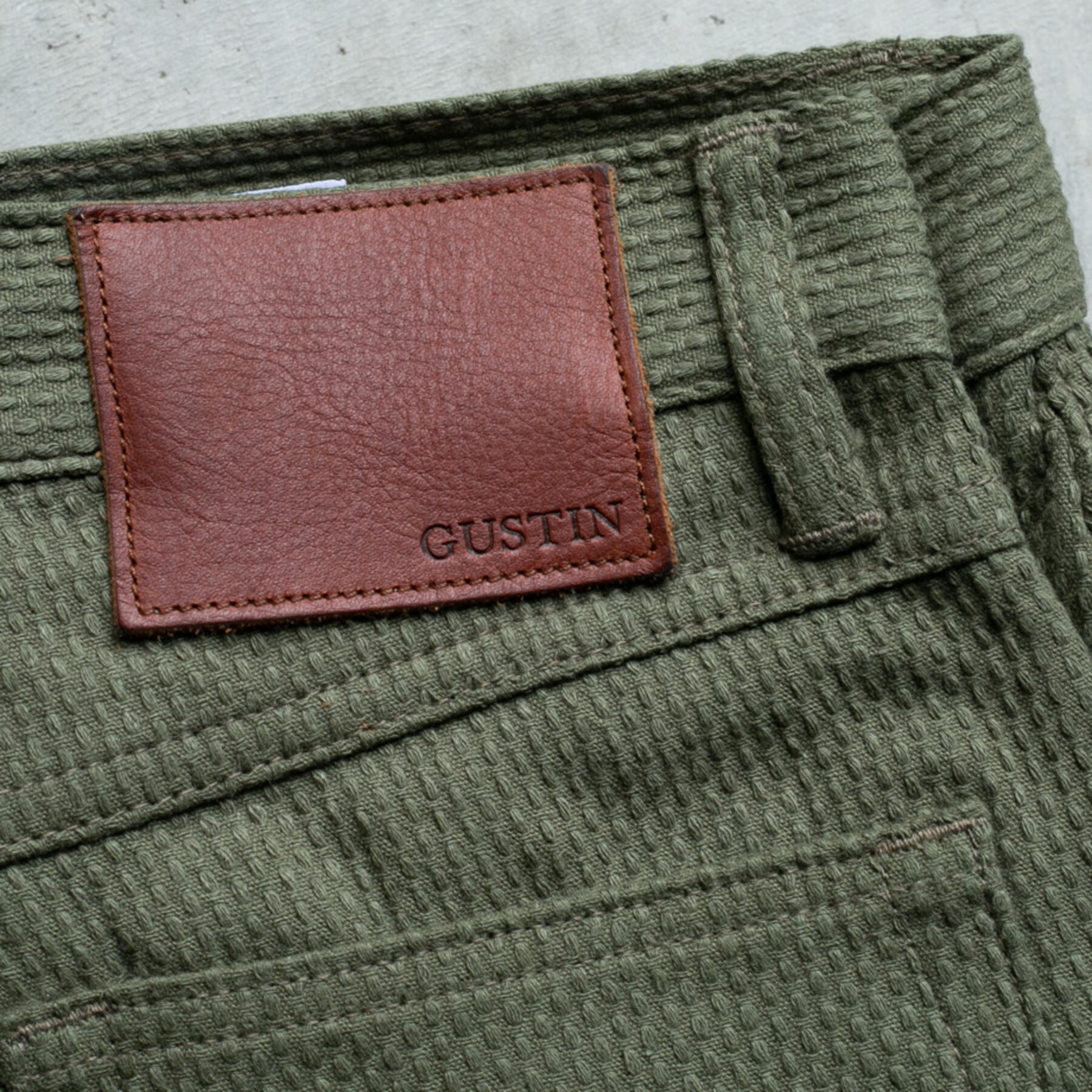 gustin #287 japan sashiko 5 pocket - olive