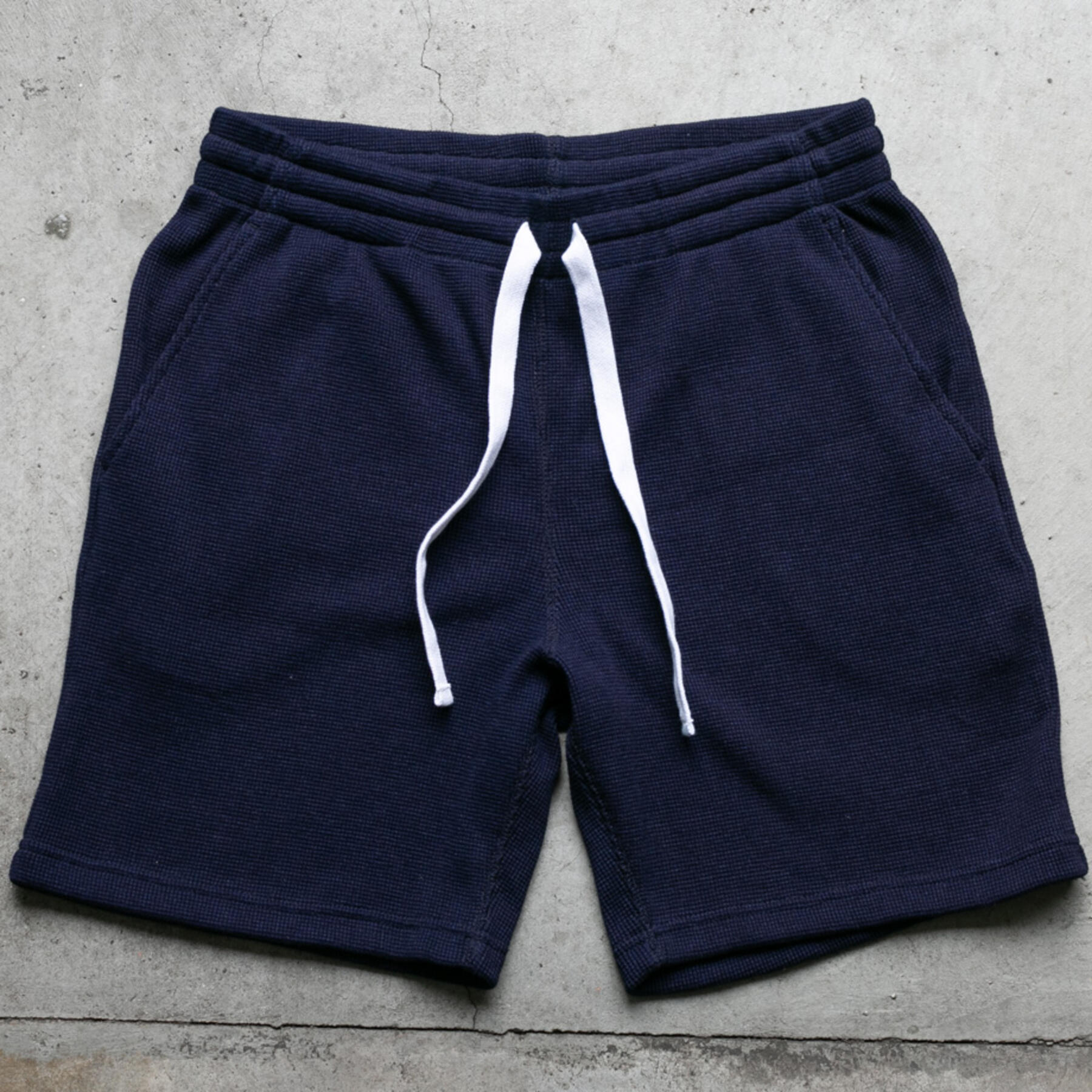 gustin indigo dyed waffle sweatshorts