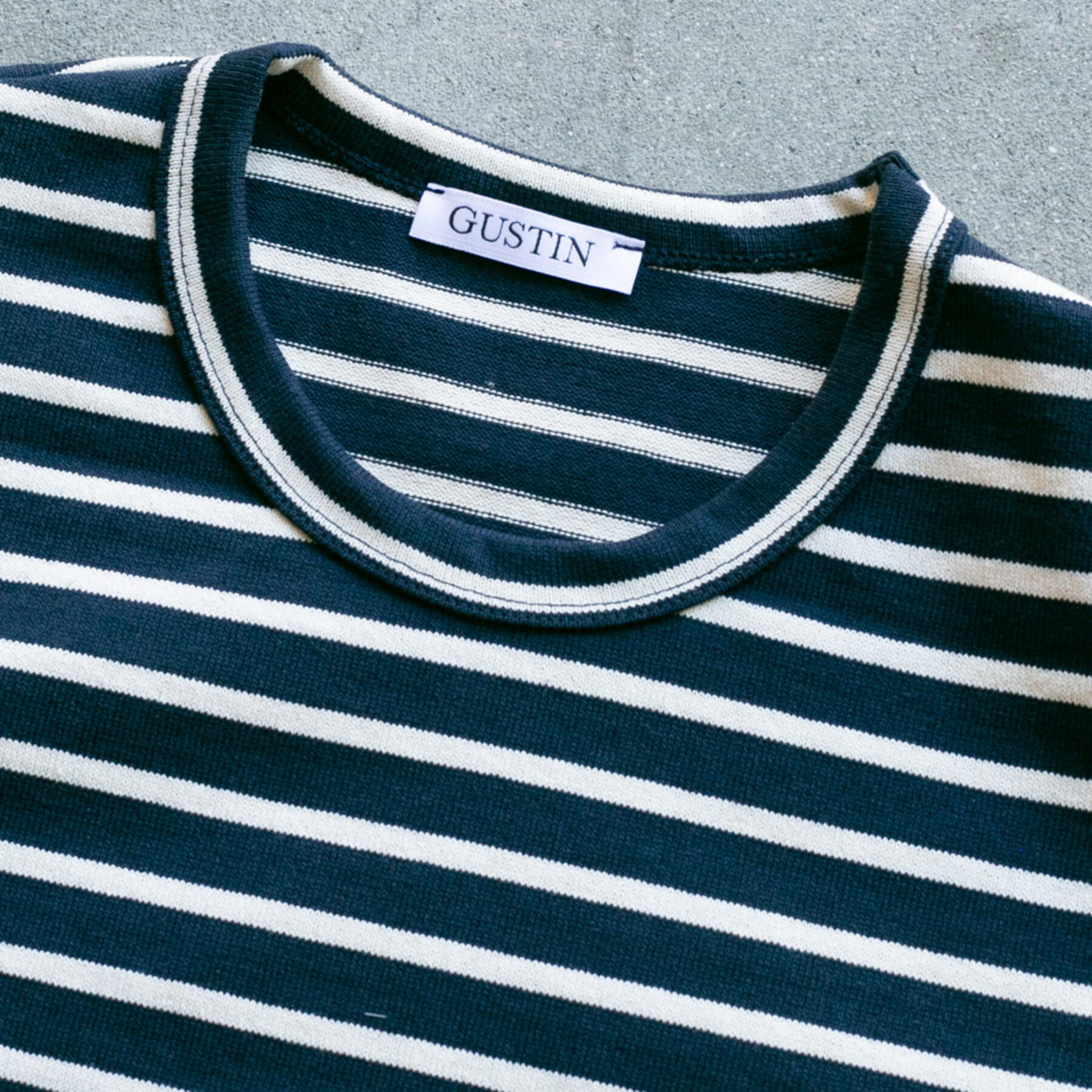 gustin japan monster nautical stripe t-shirt - navy white