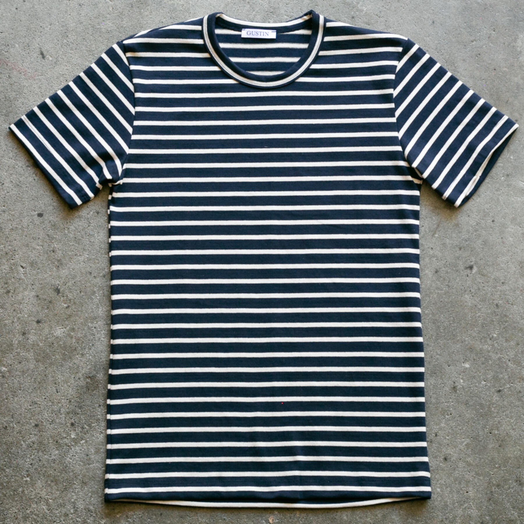 gustin japan monster nautical stripe t-shirt - navy white