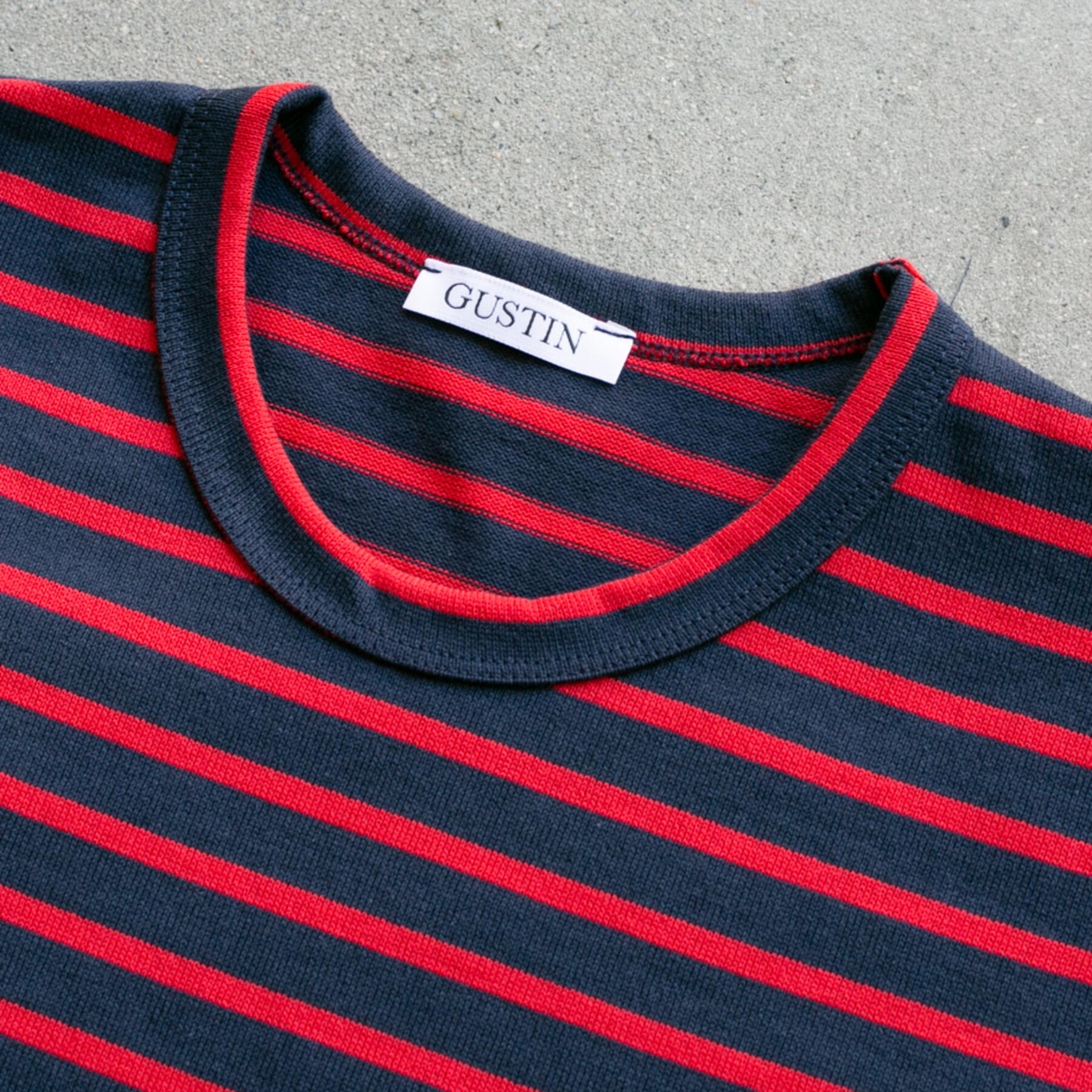 gustin japan monster nautical stripe t-shirt - navy red