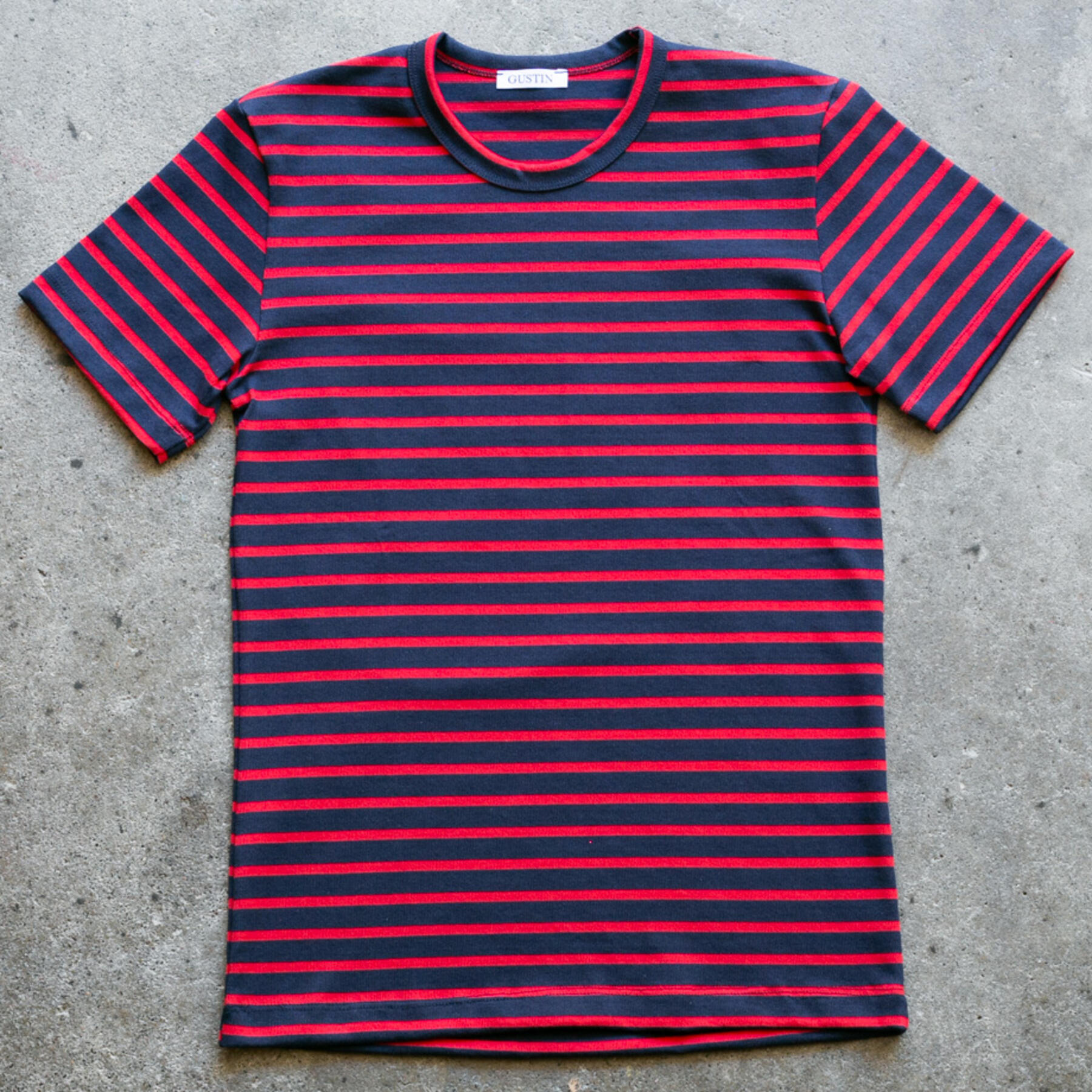 gustin japan monster nautical stripe t-shirt - navy red