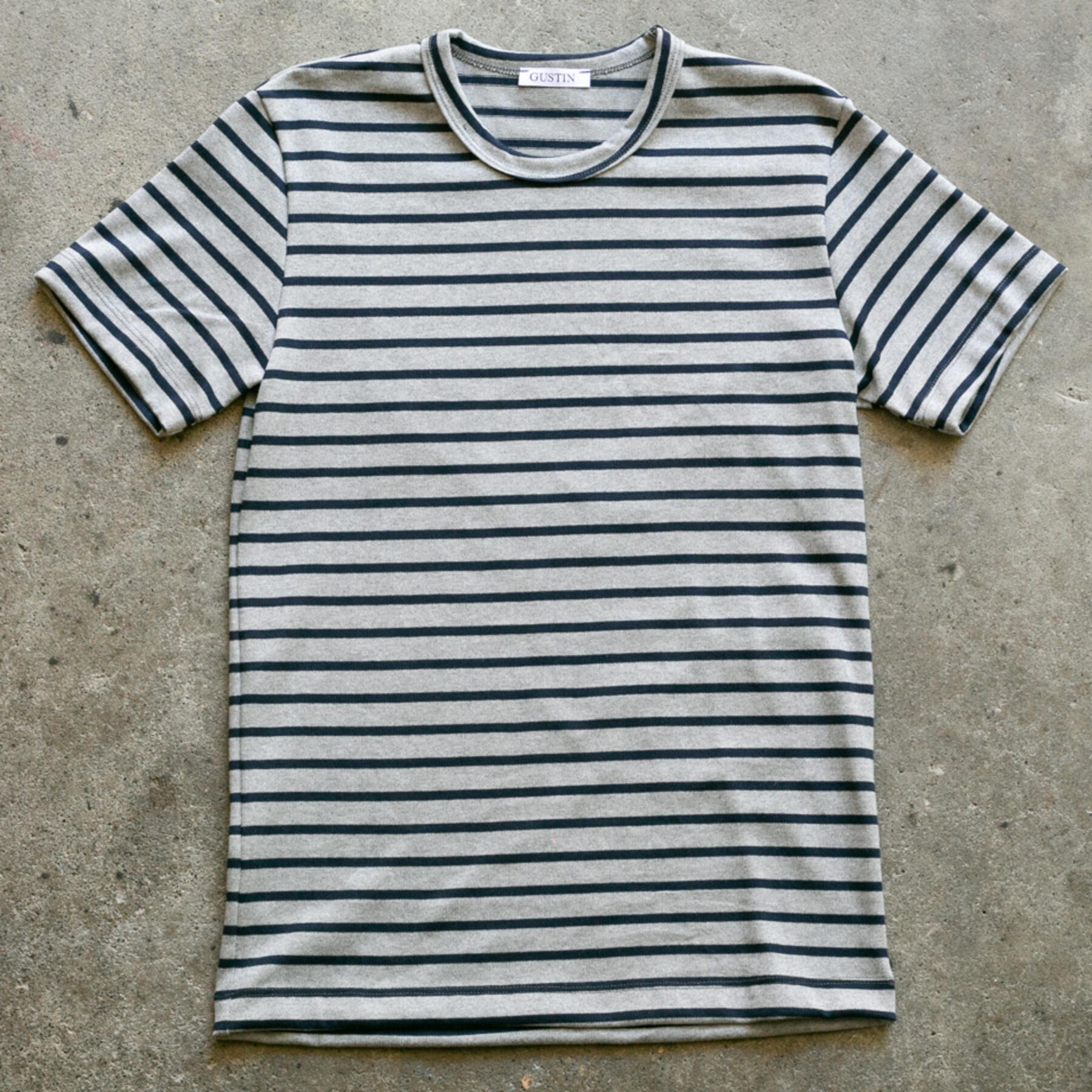 gustin japan monster nautical stripe t-shirt - heather grey navy