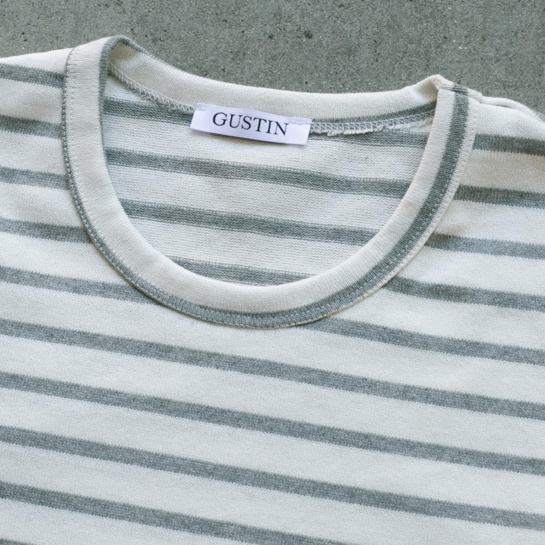gustin japan monster nautical stripe t-shirt - white heather grey