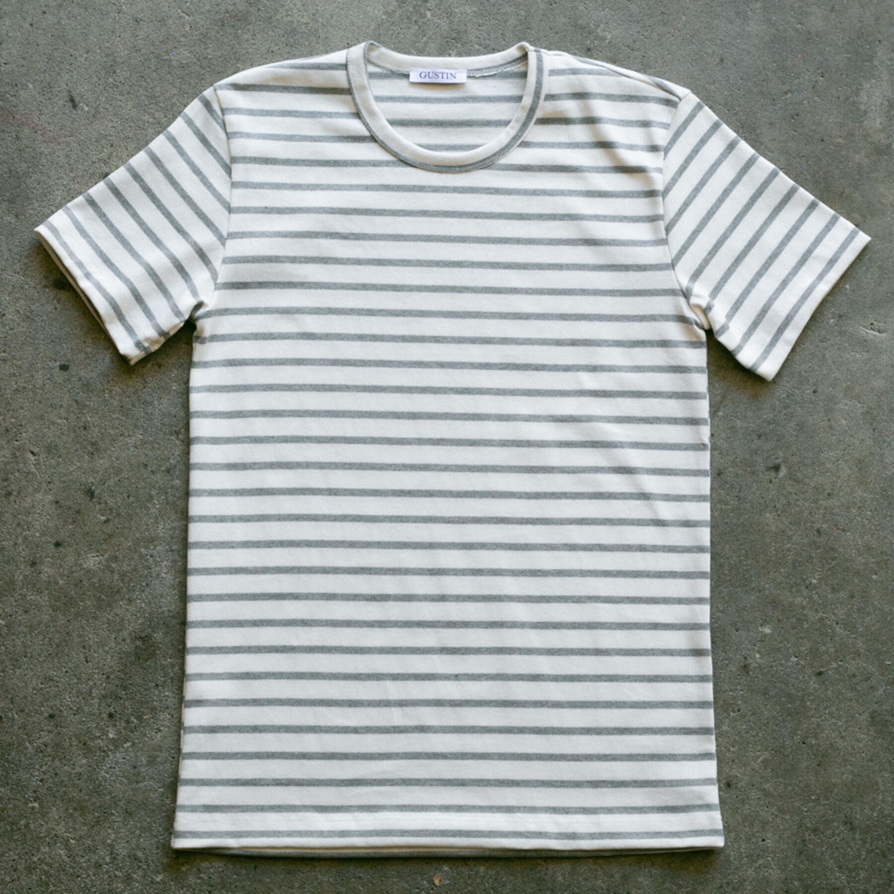 gustin japan monster nautical stripe t-shirt - white heather grey