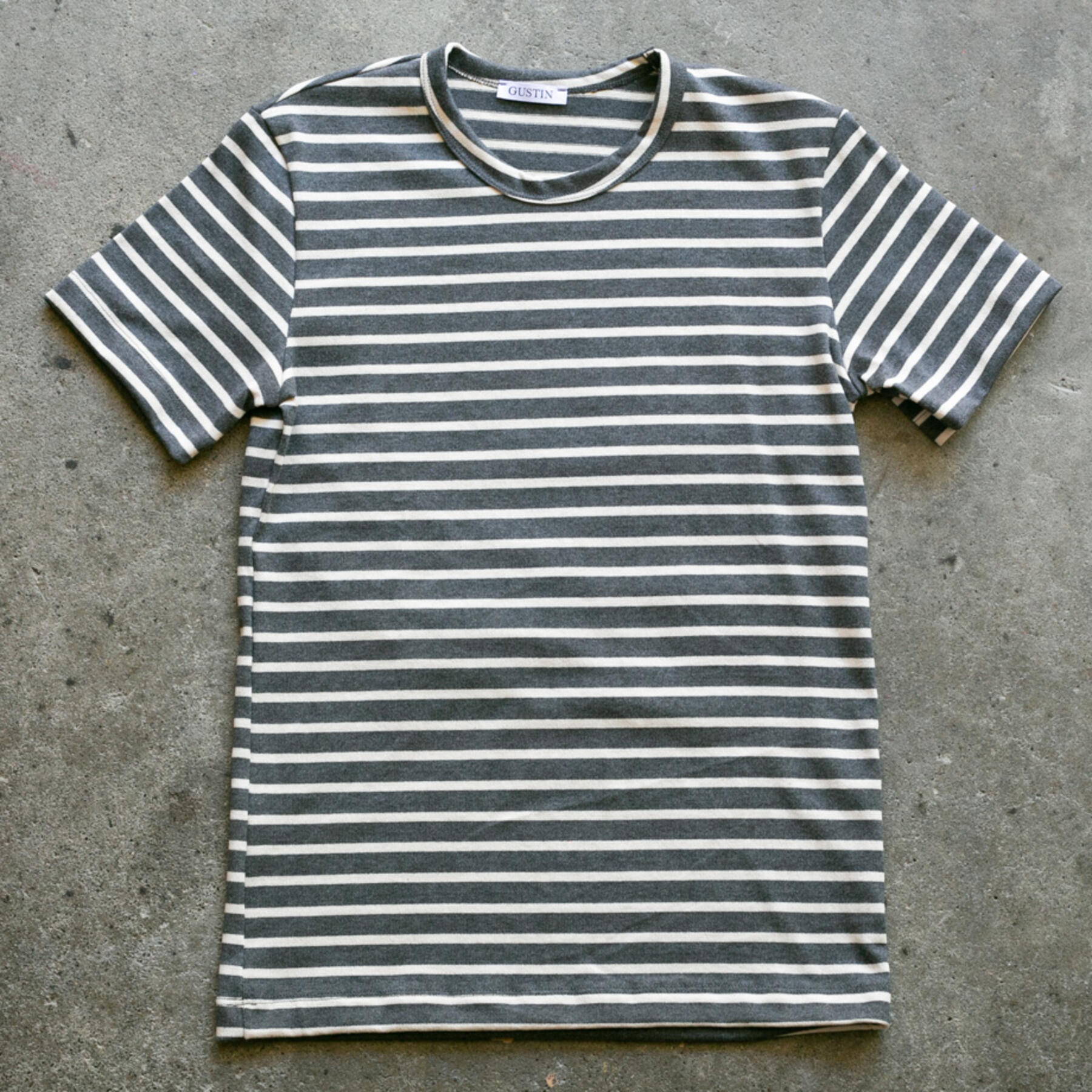 gustin japan monster nautical stripe t-shirt - charcoal natural