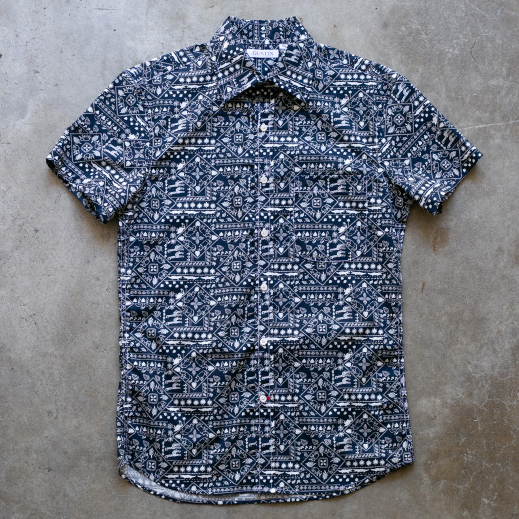 gustin #1153 collage shirt - navy