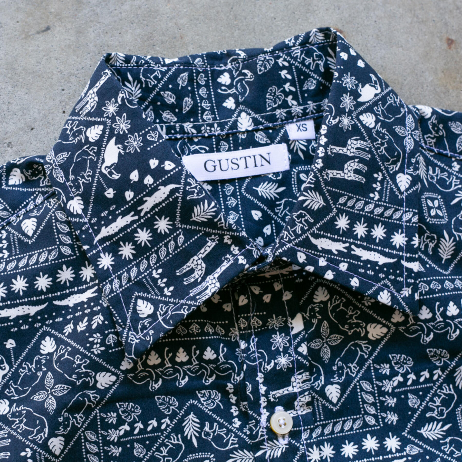 gustin #1153 collage shirt - navy