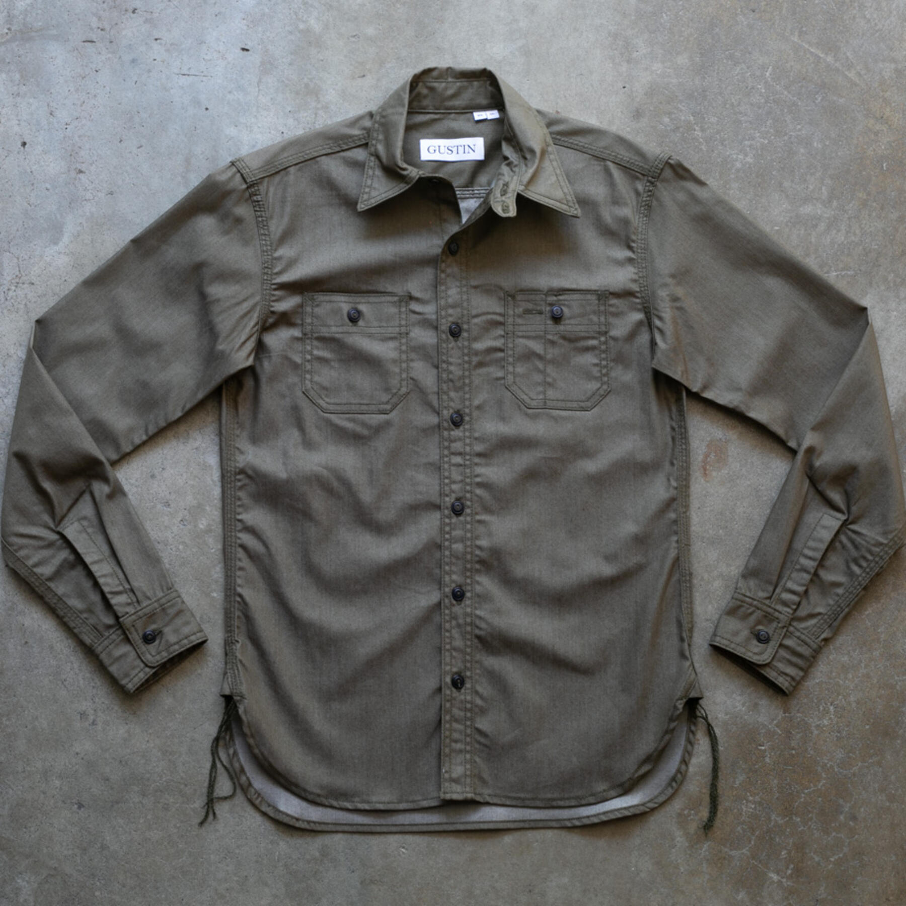 gustin #149 japan feather denim workshirt - olive