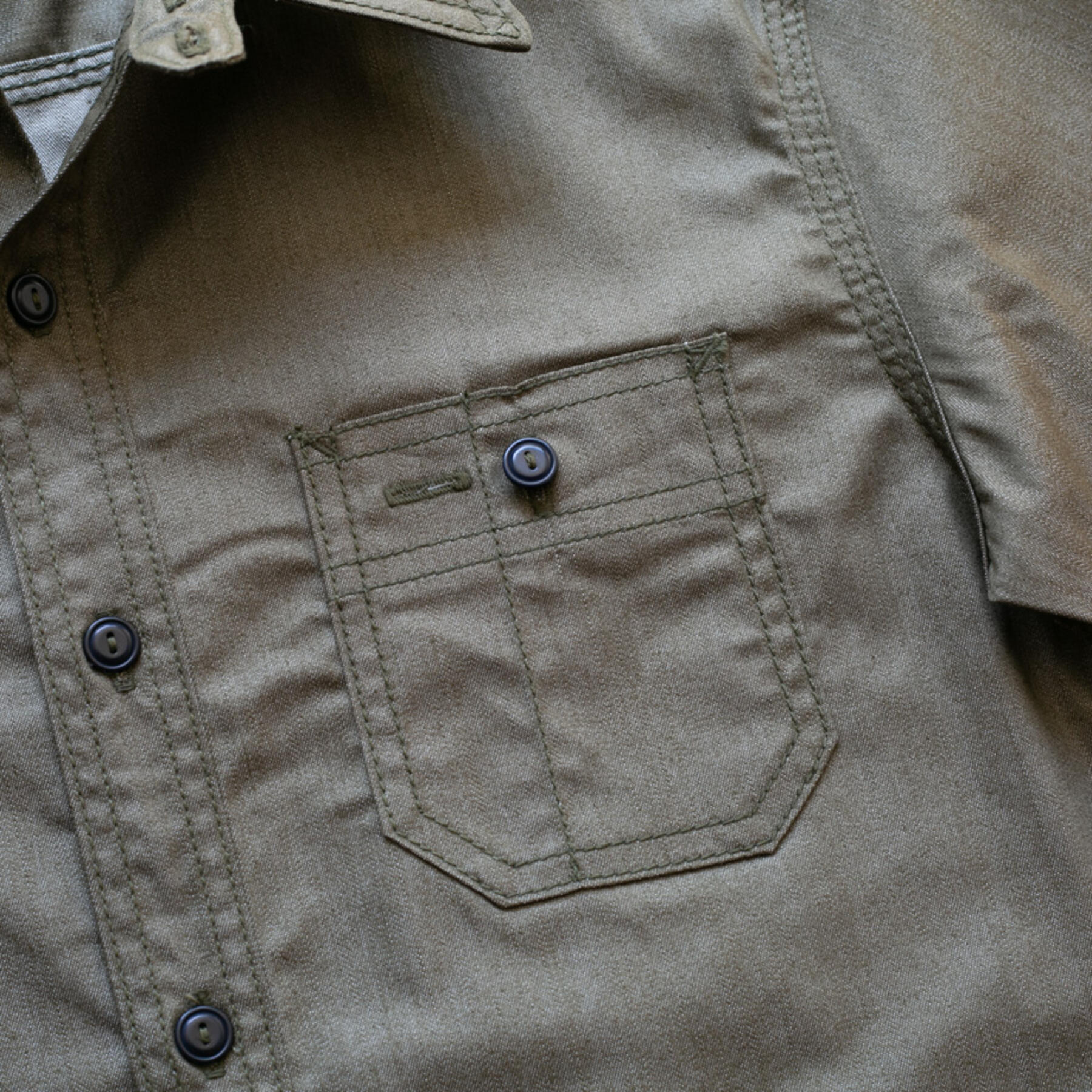 gustin #149 japan feather denim workshirt - olive