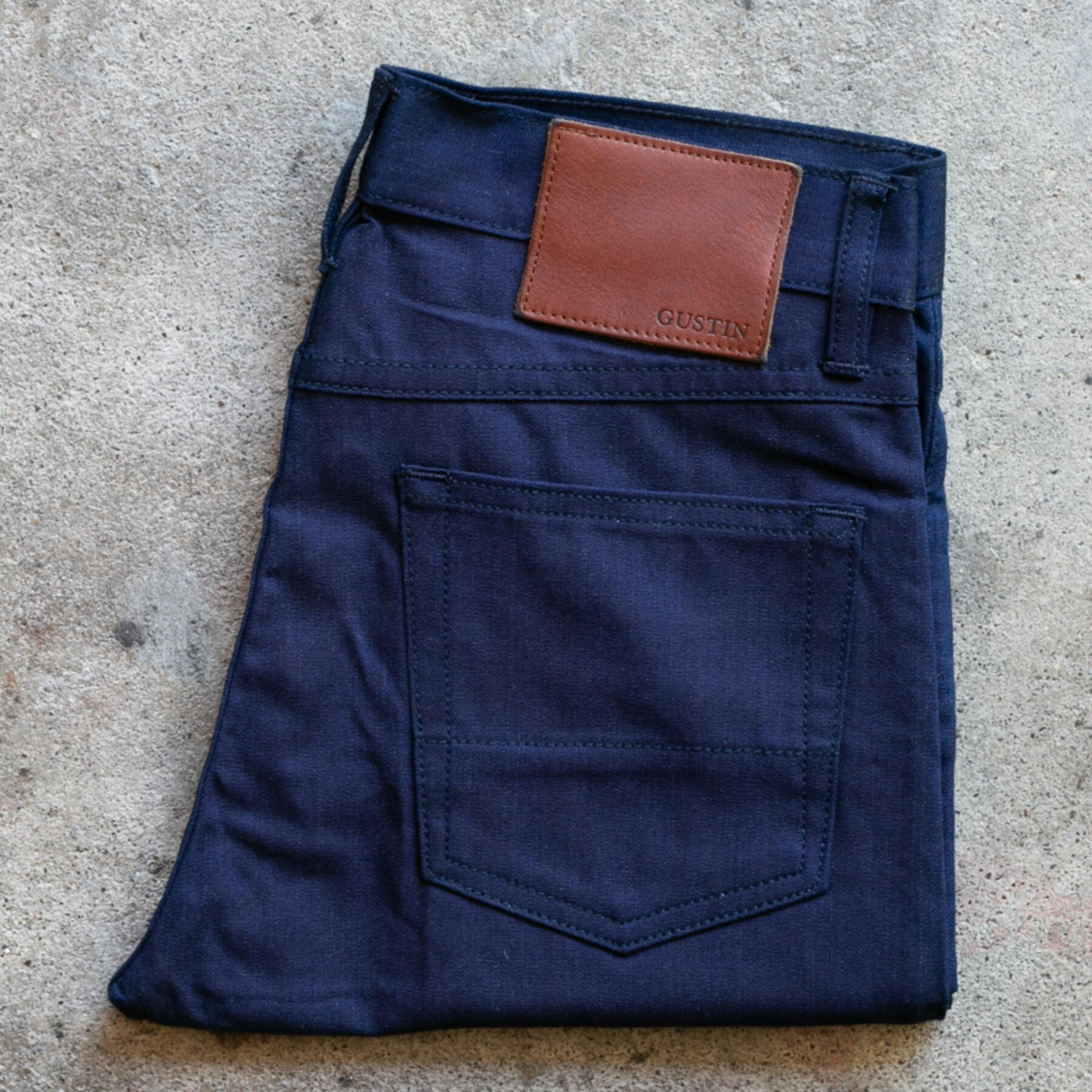 gustin #298 cone indigoxblack feather denim 5 pocket