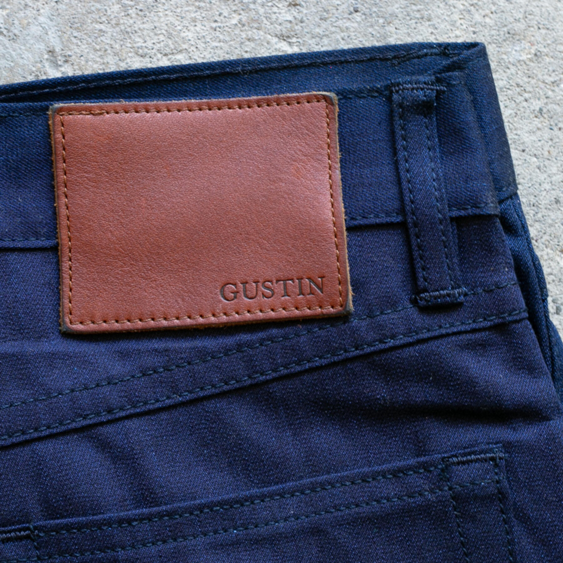 gustin #298 cone indigoxblack feather denim 5 pocket
