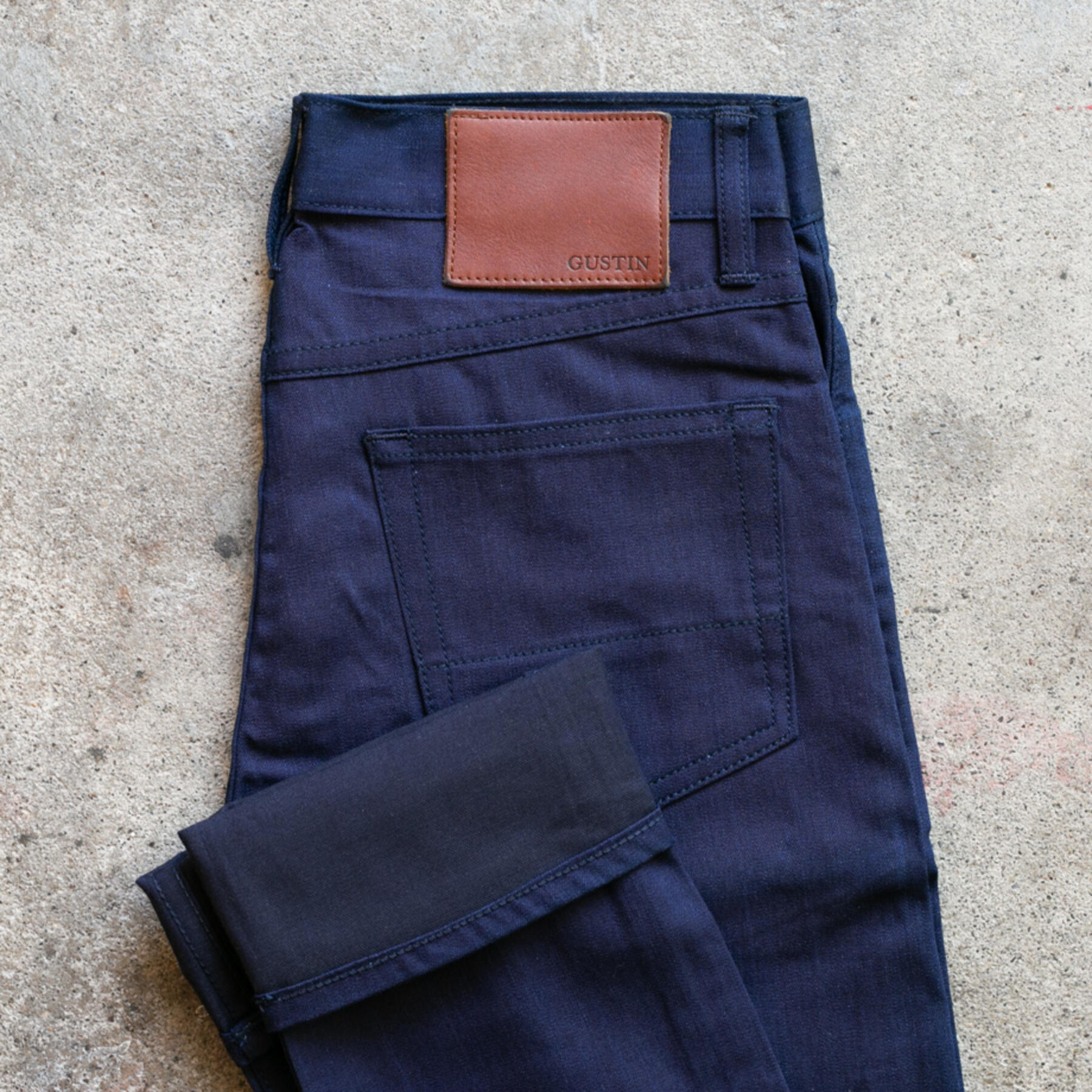 gustin #298 cone indigoxblack feather denim 5 pocket