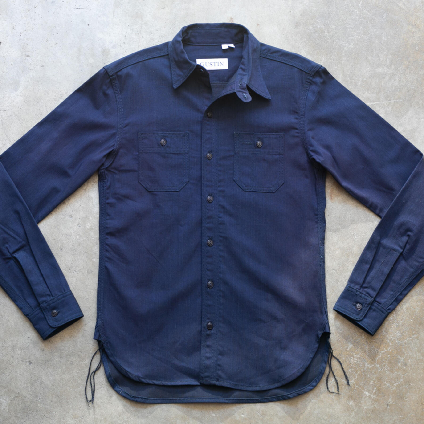 gustin #151 cone indigoxblack feather denim workshirt