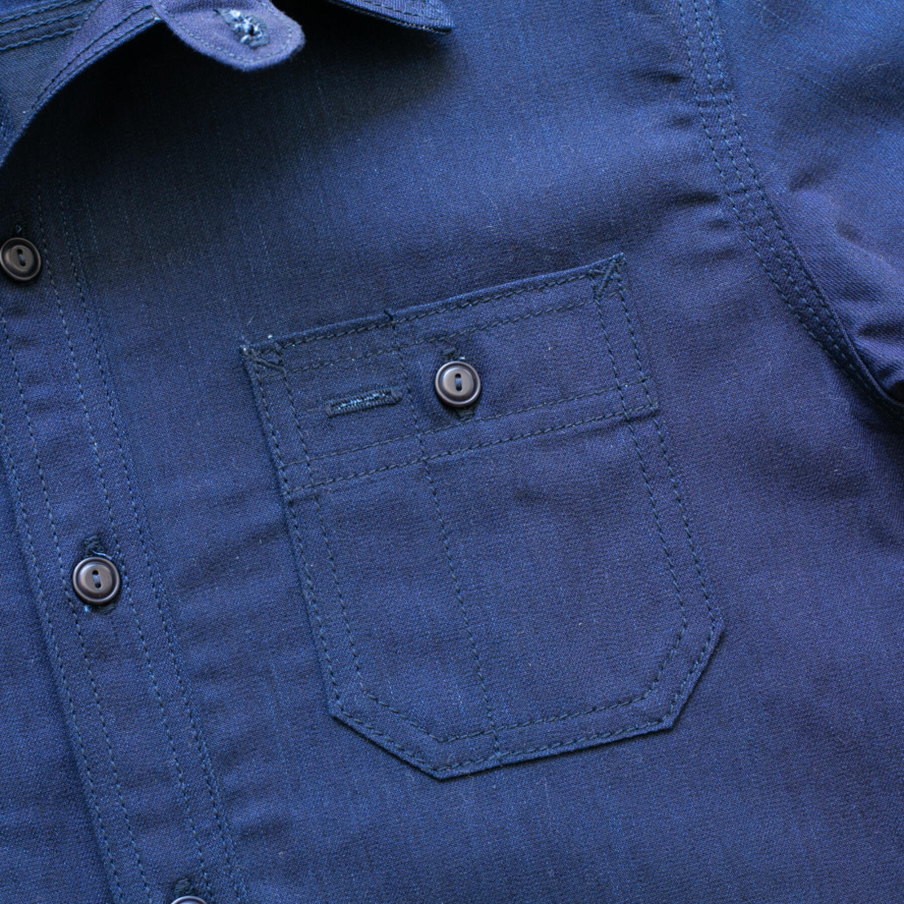 gustin #151 cone indigoxblack feather denim workshirt