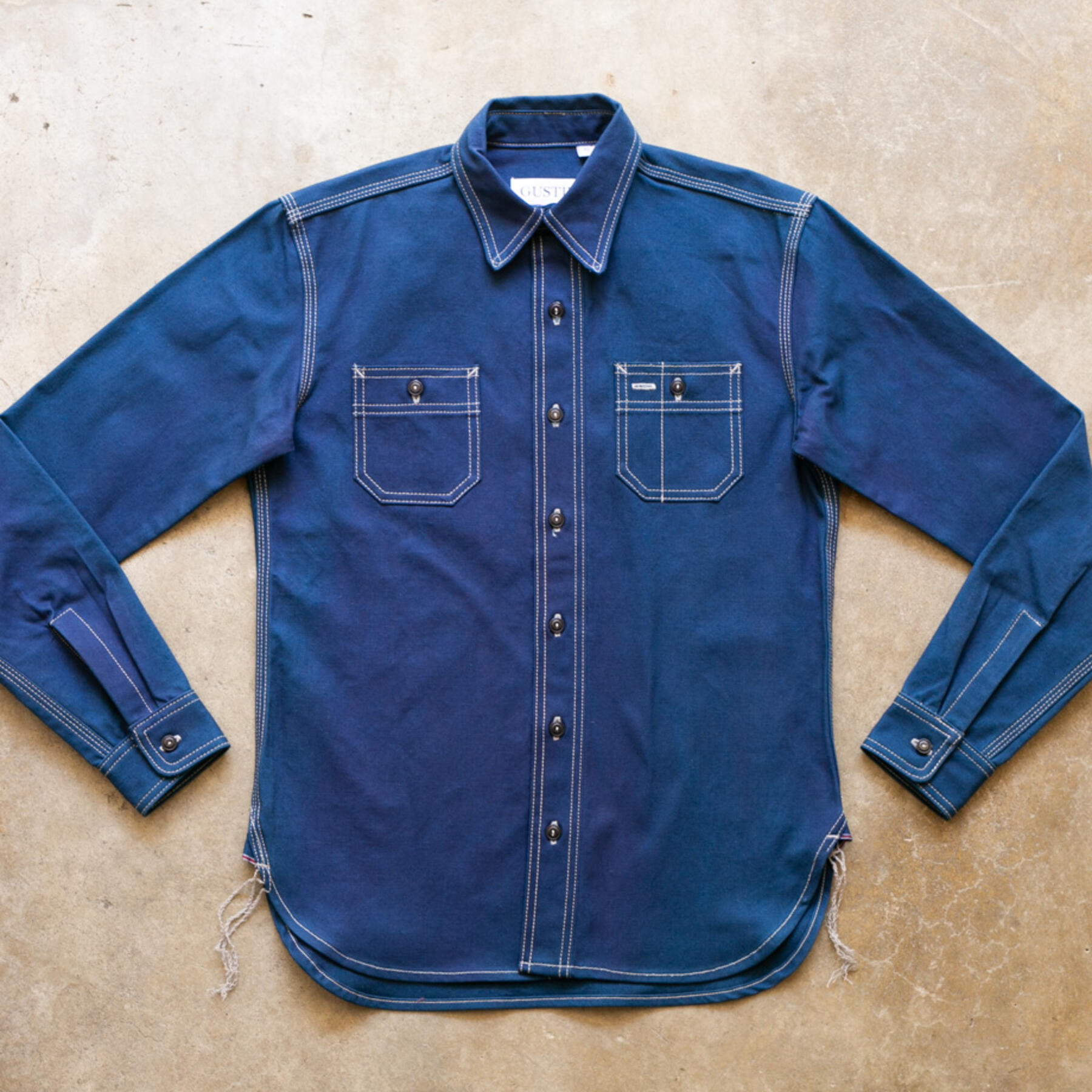 gustin #152 indigo overdye selvedge workshirt