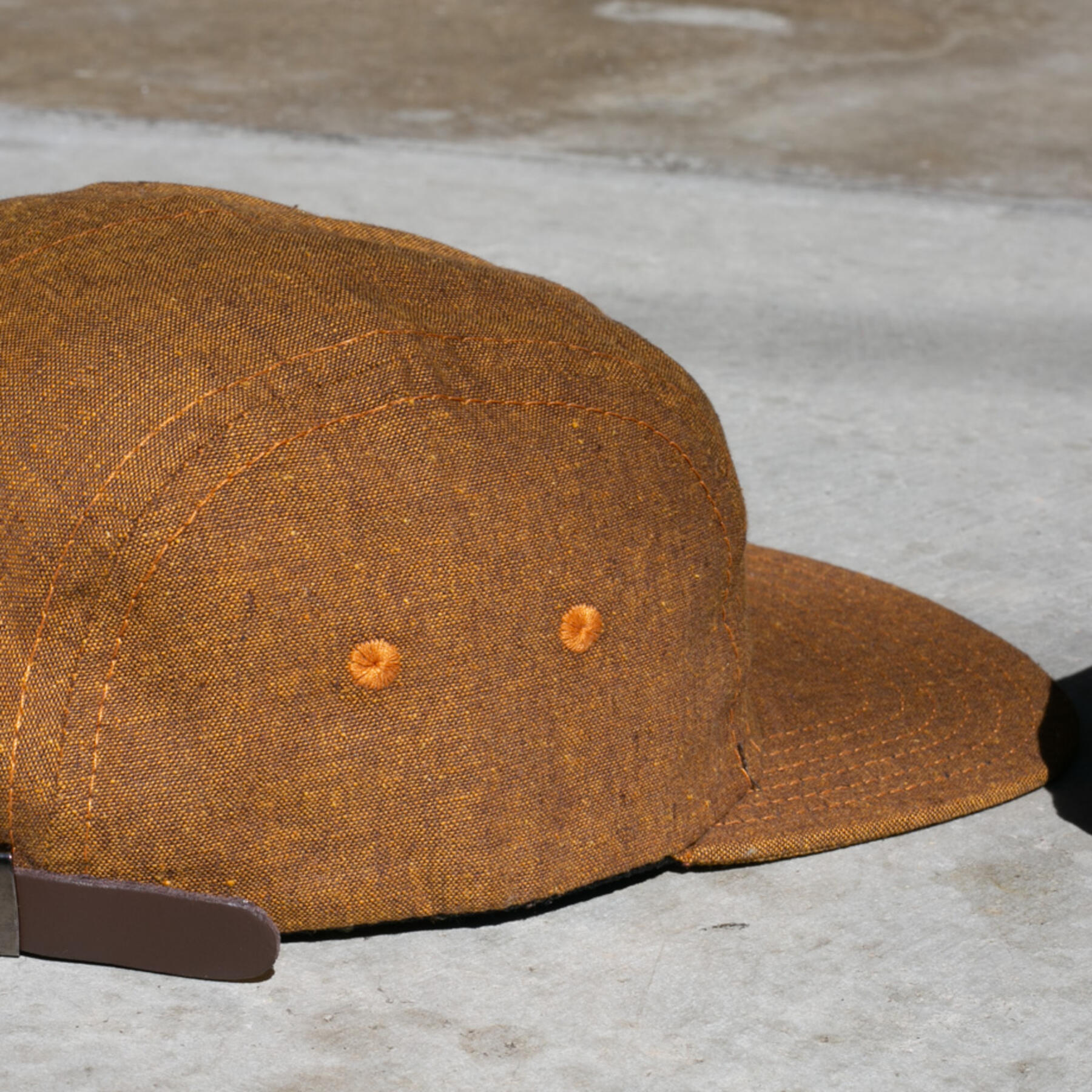 gustin camp hat - slub chambray rust