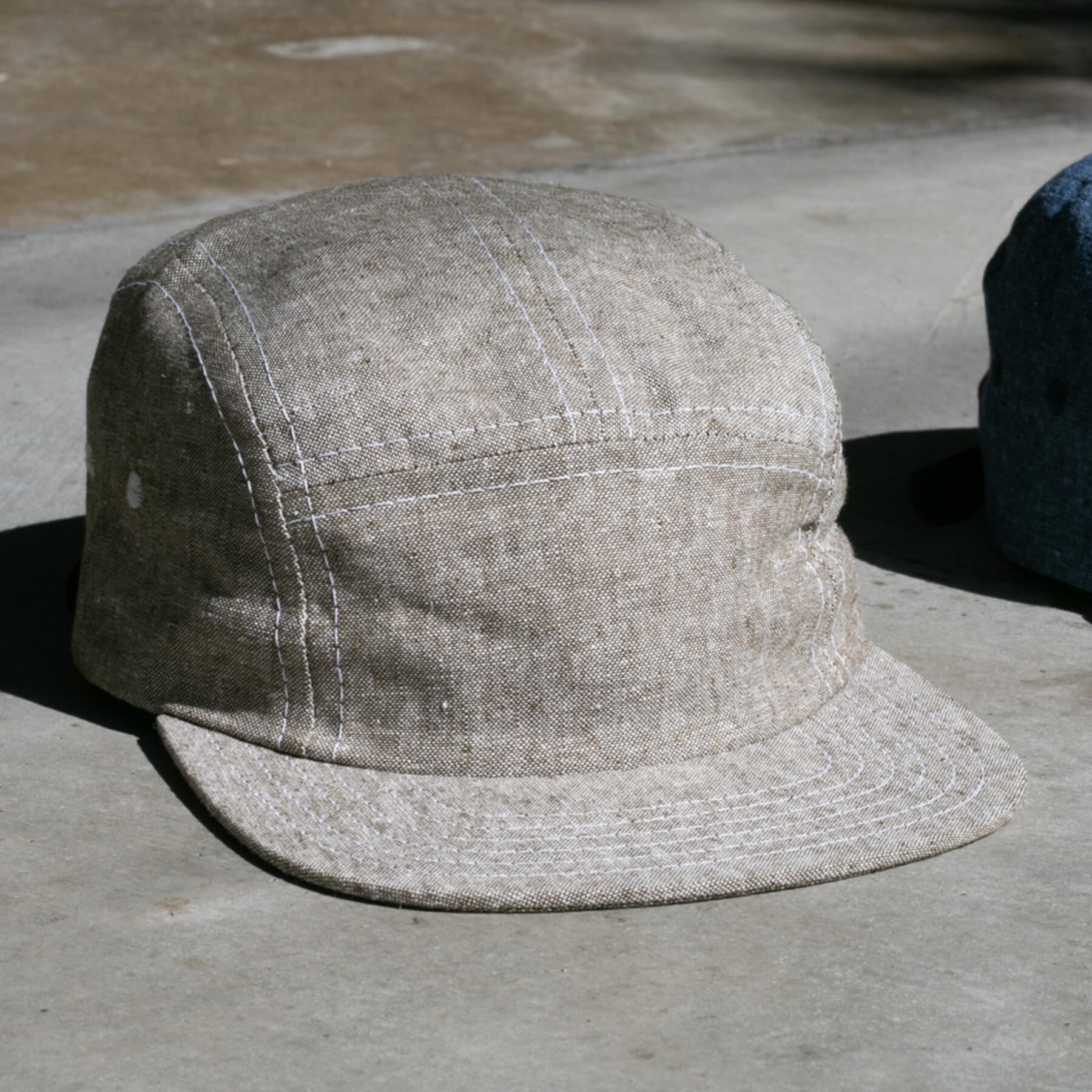 gustin camp hat - slub chambray olive
