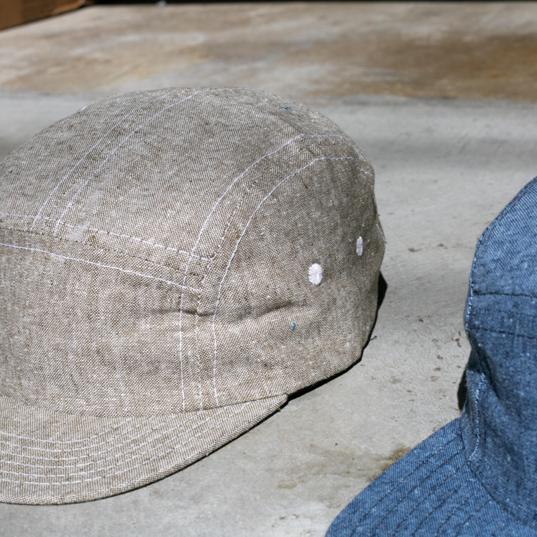 gustin camp hat - slub chambray olive
