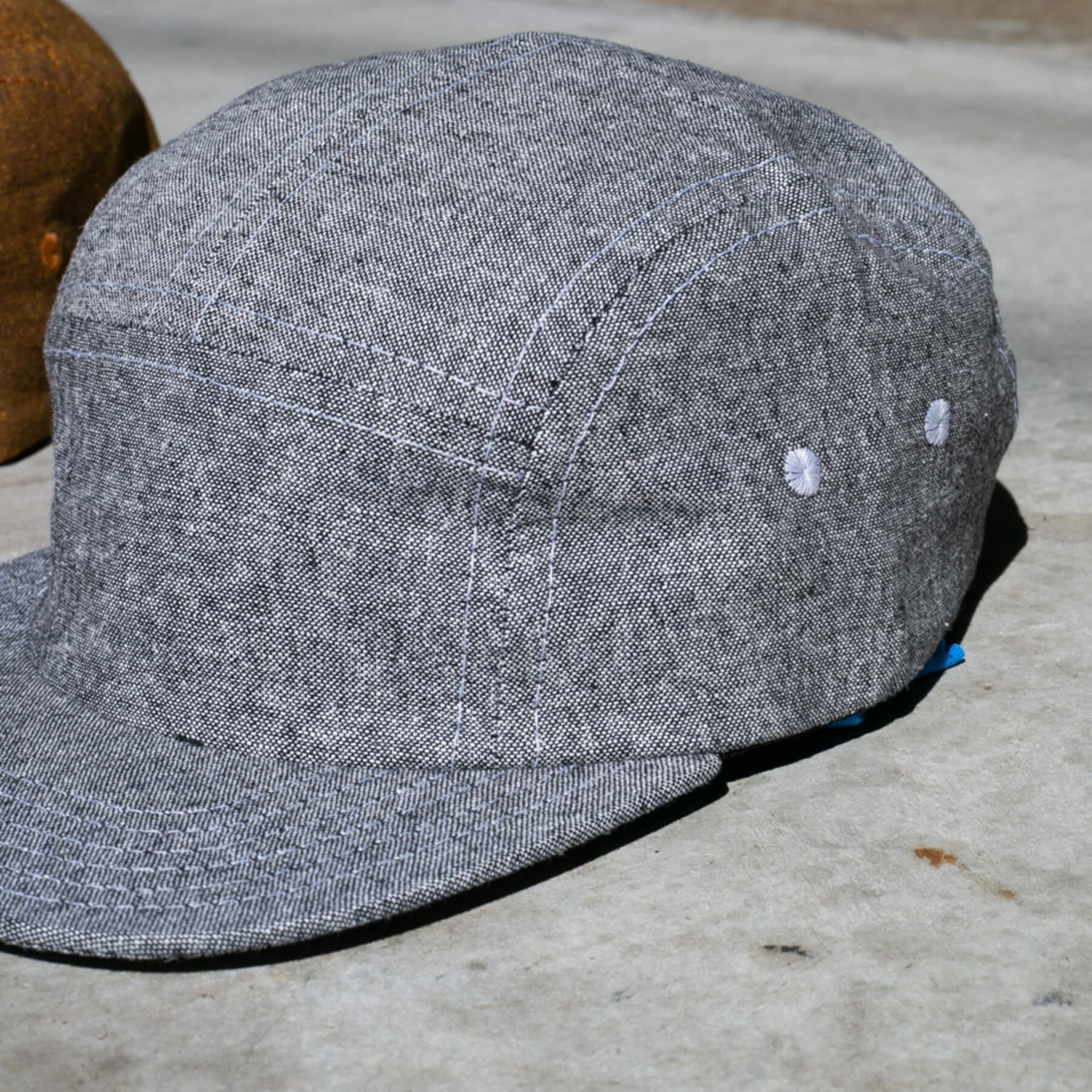 gustin camp hat - slub chambray black