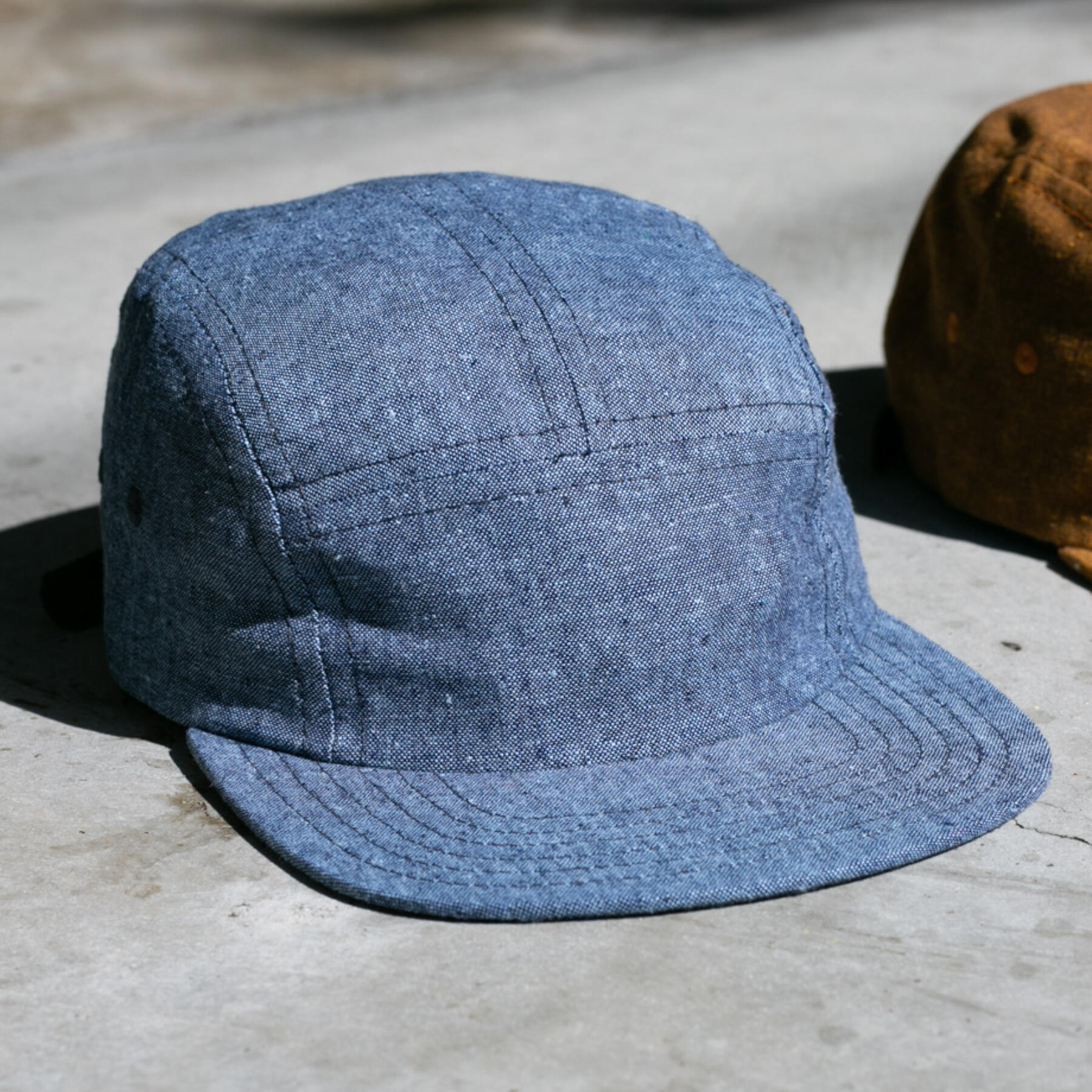 gustin camp hat - slub chambray blue
