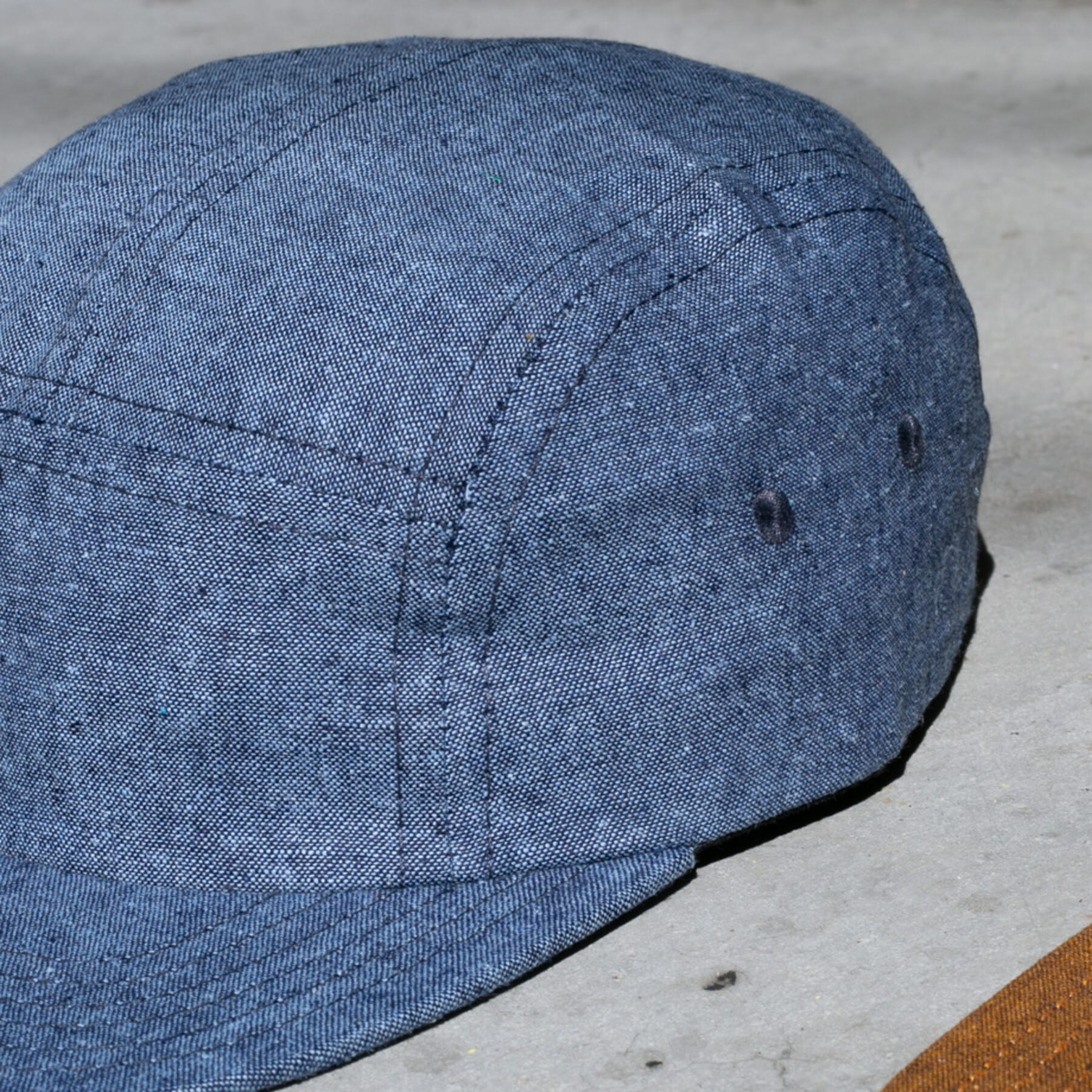 gustin camp hat - slub chambray blue