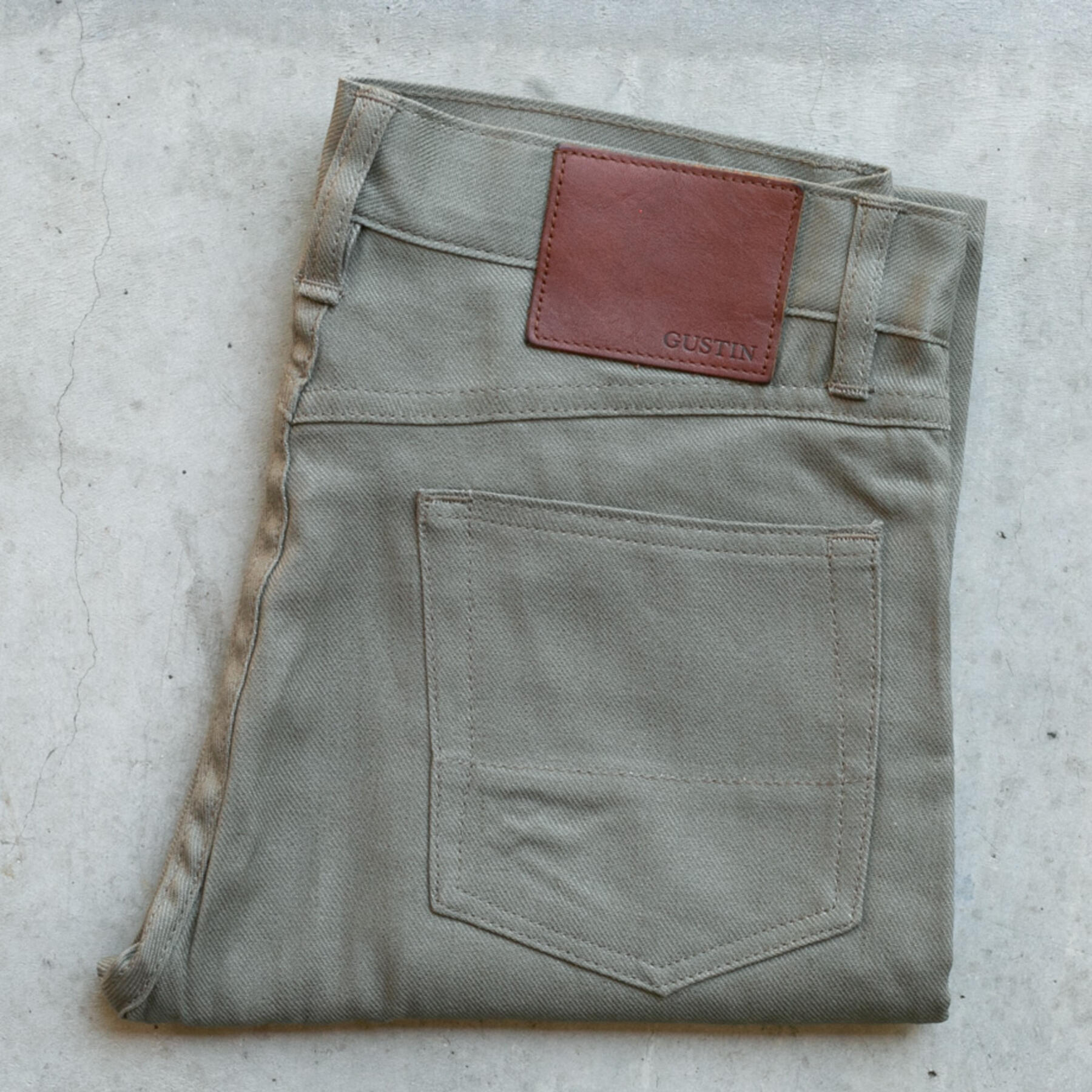gustin #300 japan rustic twill 5 pocket - olive drab