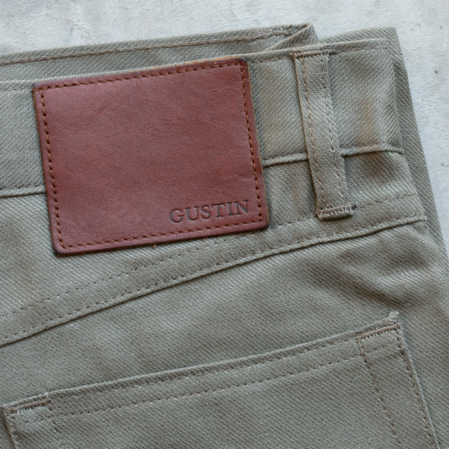 gustin #300 japan rustic twill 5 pocket - olive drab