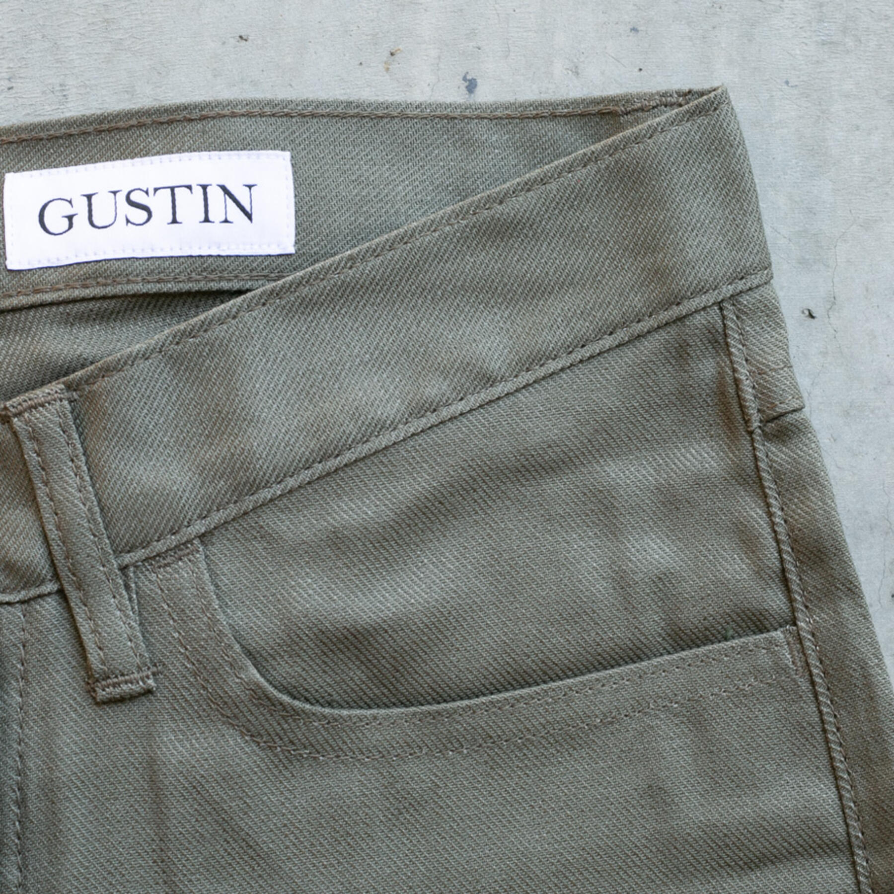 gustin #300 japan rustic twill 5 pocket - olive drab