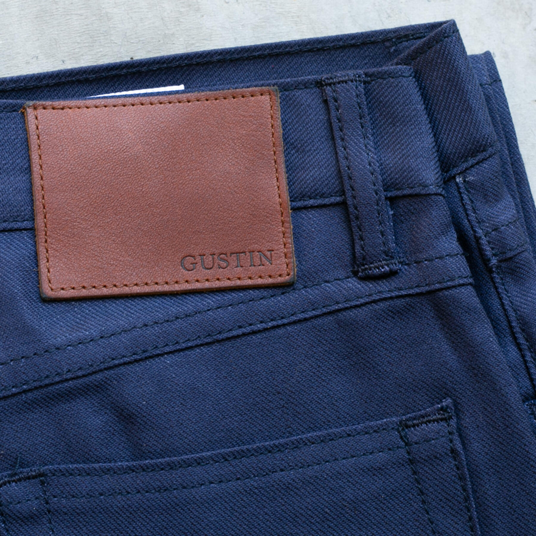 gustin #302 japan rustic twill 5 pocket - navy