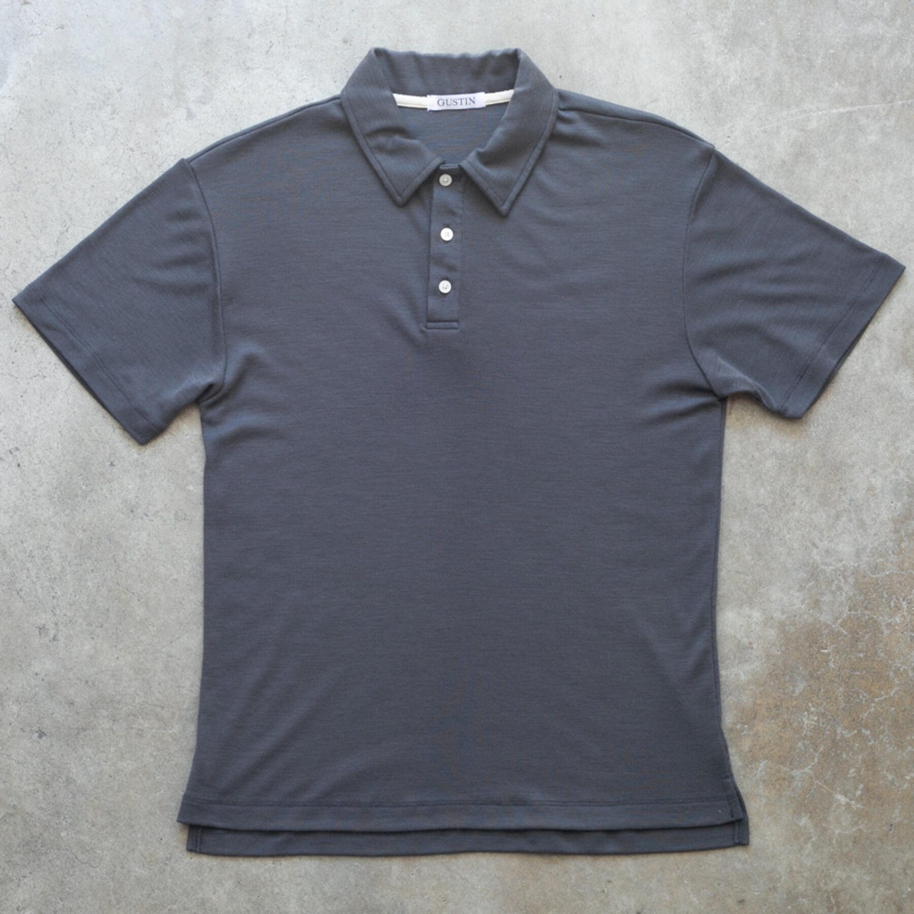 gustin merino wool polo - graphite