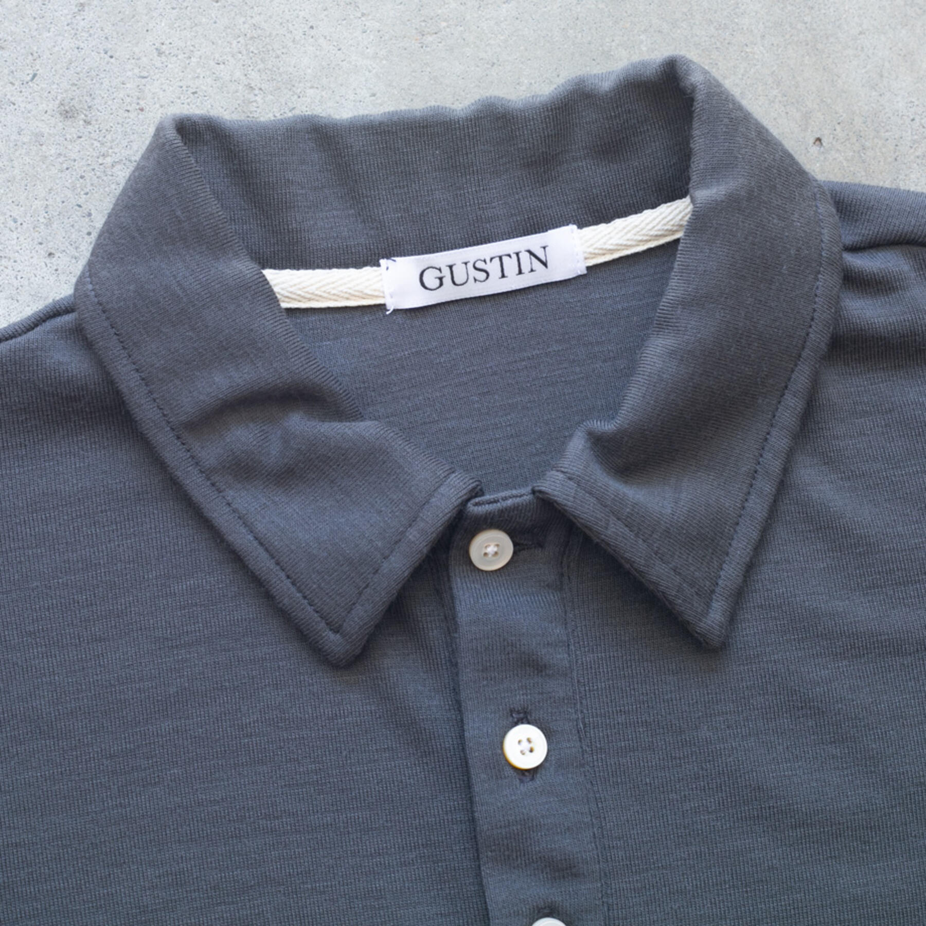 gustin merino wool polo - graphite